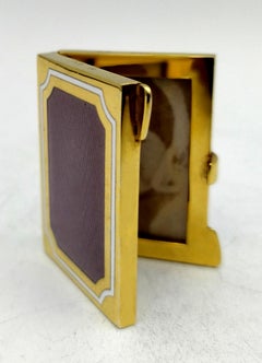 Tasche Fotos Halter Emaille buchförmig Jugendstil  Salimbeni.