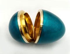 Tasche Pill Box wie Eier Meer Farbe Emaille Sterlingsilber Salimbeni