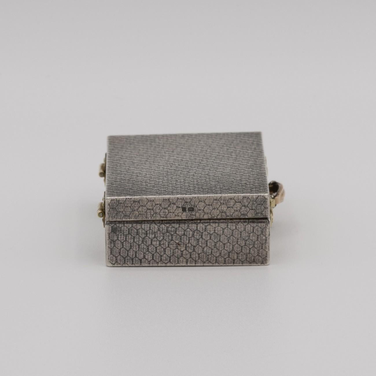 Miniature Sterling Silver Suitcase Box by Karel Bartosik, Hallmarked London 1983 4