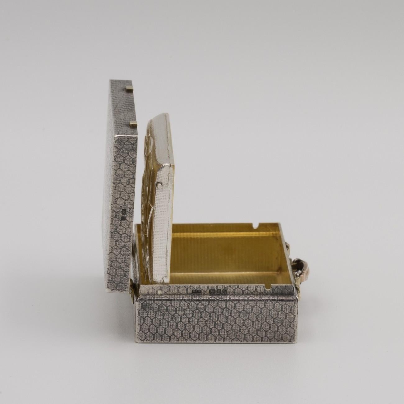 Miniature Sterling Silver Suitcase Box by Karel Bartosik, Hallmarked London 1983 6