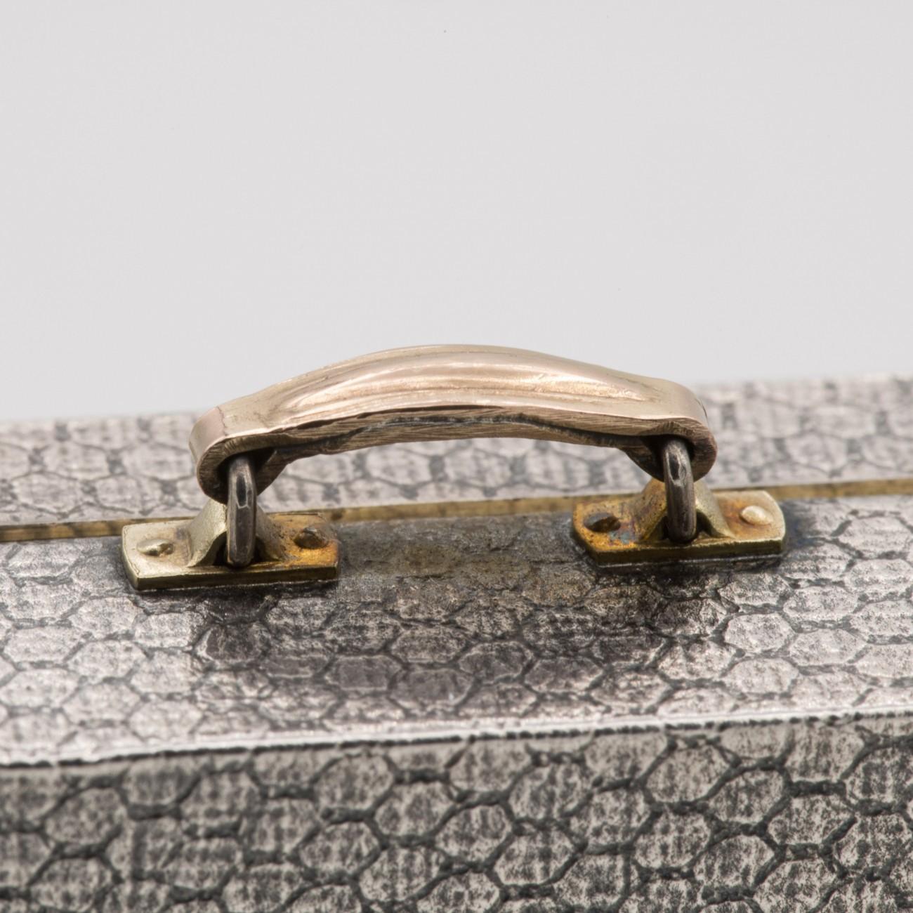 Miniature Sterling Silver Suitcase Box by Karel Bartosik, Hallmarked London 1983 8