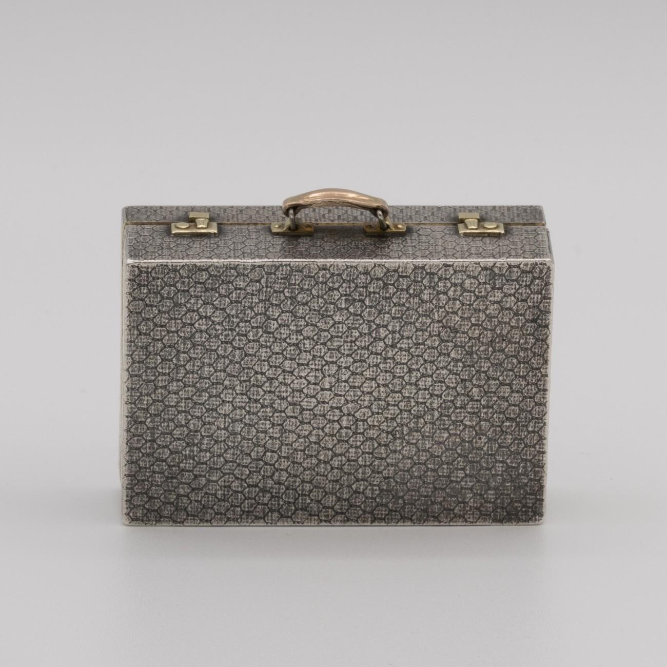 Miniature Sterling Silver Suitcase Box by Karel Bartosik, Hallmarked London 1983 10