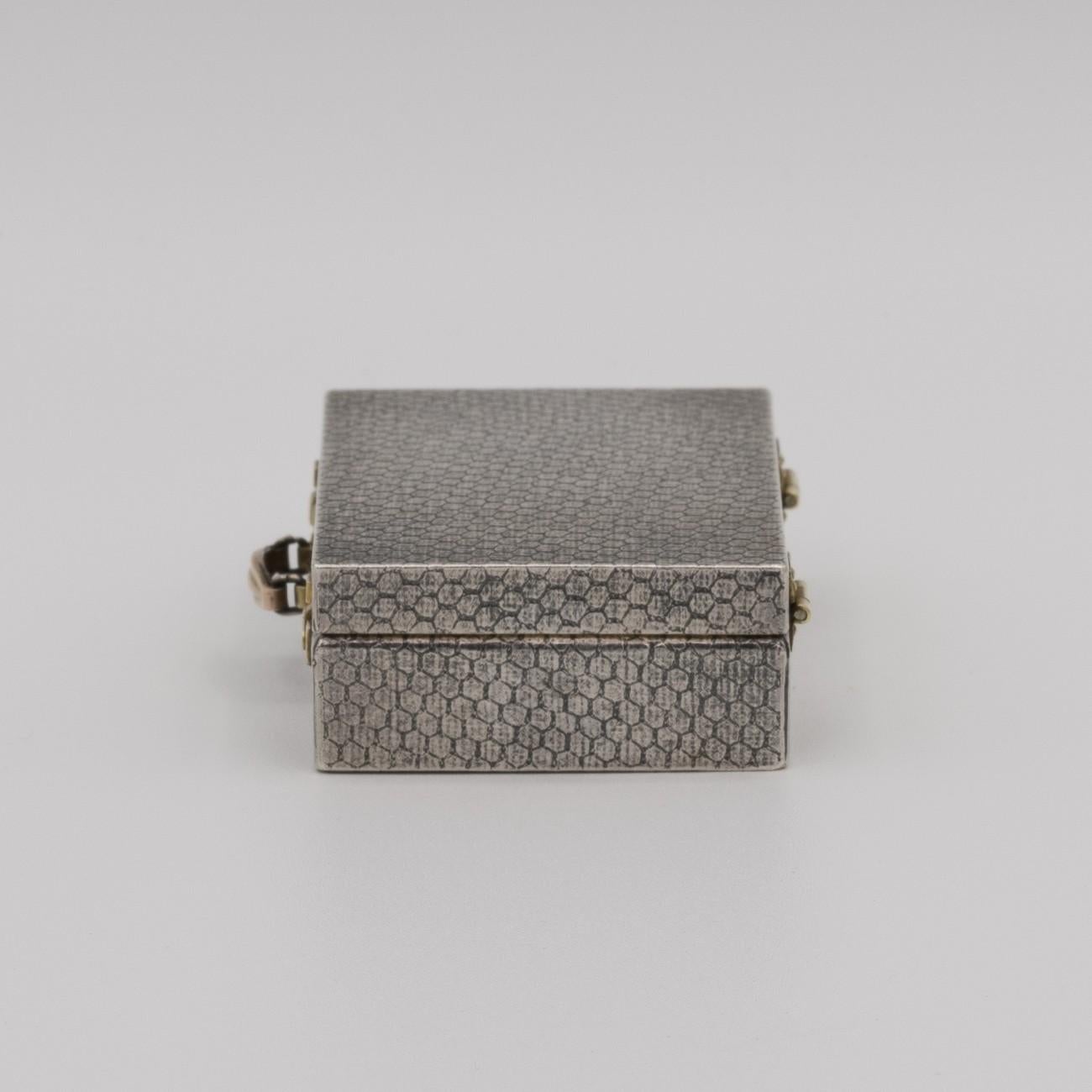 Gold Miniature Sterling Silver Suitcase Box by Karel Bartosik, Hallmarked London 1983