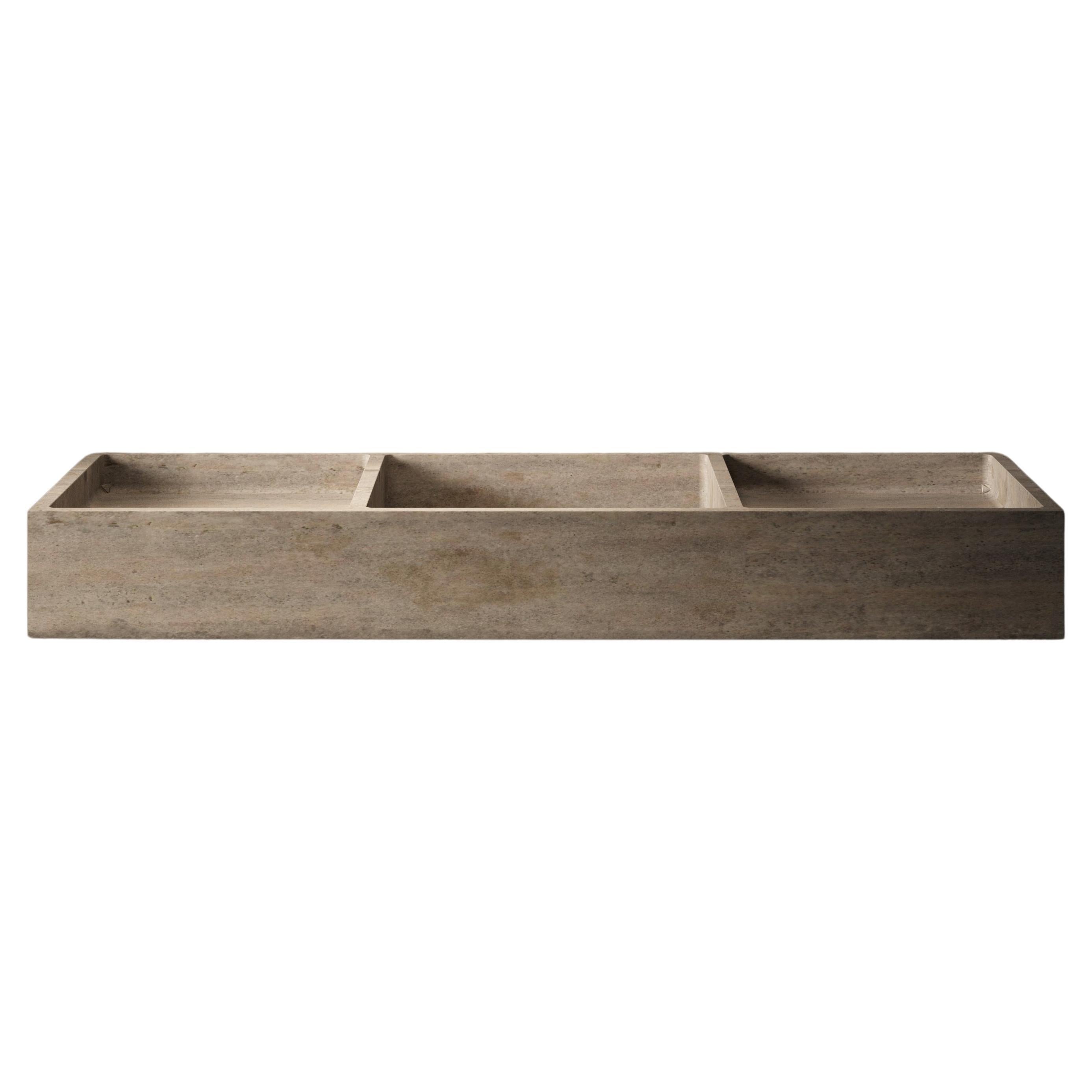 "Pocket" Suspended Sink Made of Travertine Milano For Sale