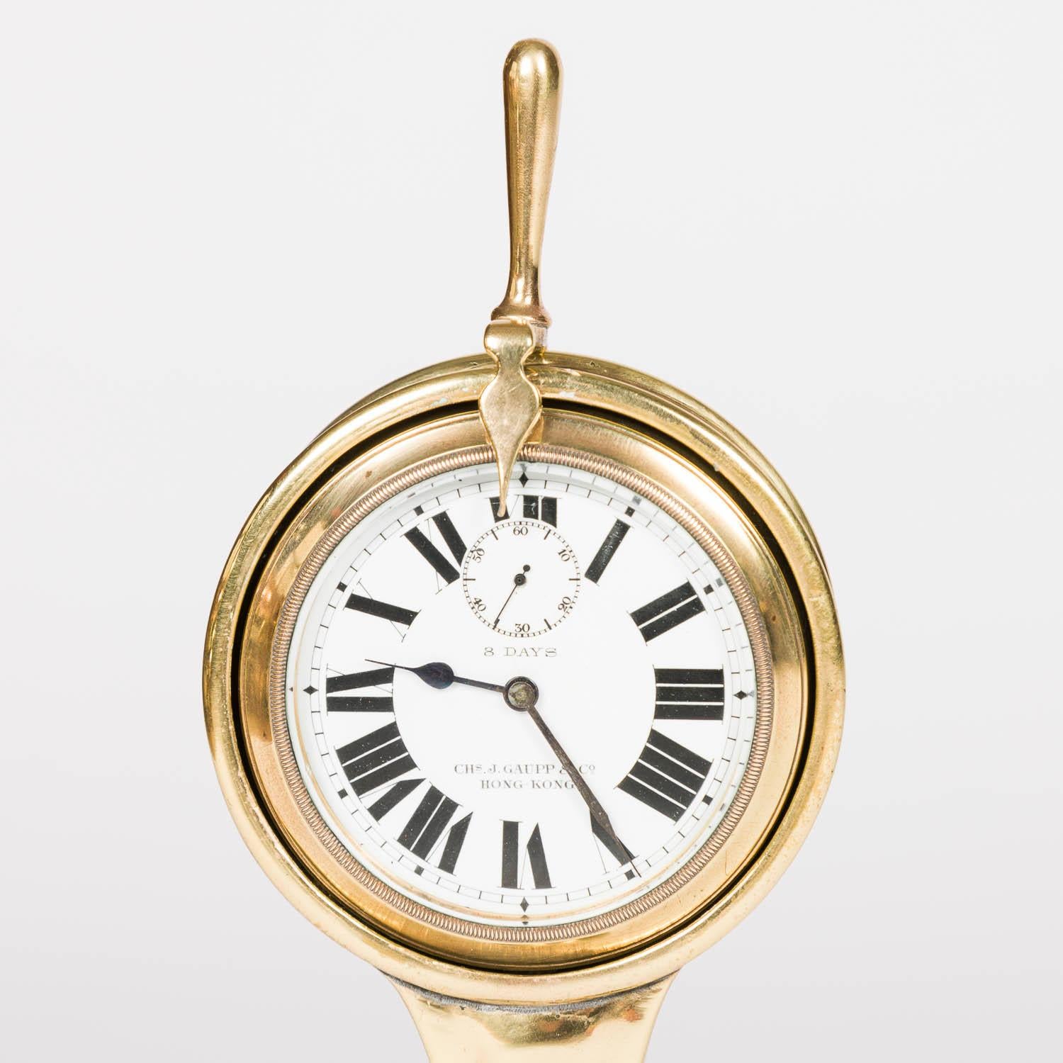 Pocket watch by Gaupp & Co of Hong Kong, in Ship's telegraph shaped holder In Good Condition In London, GB