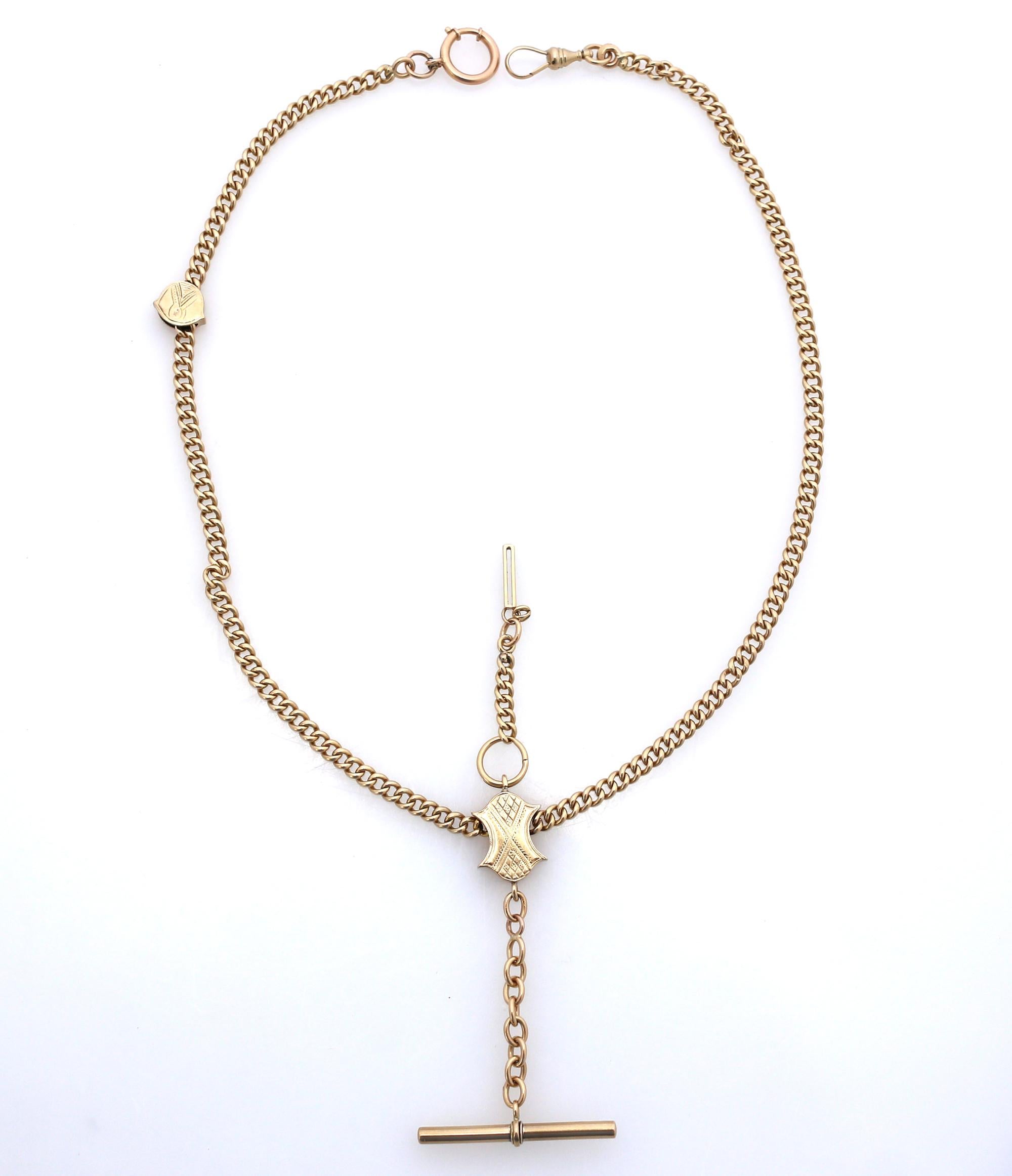 Pocket Watch Chain 56 Yellow Gold Purple Box, 1900 For Sale 5