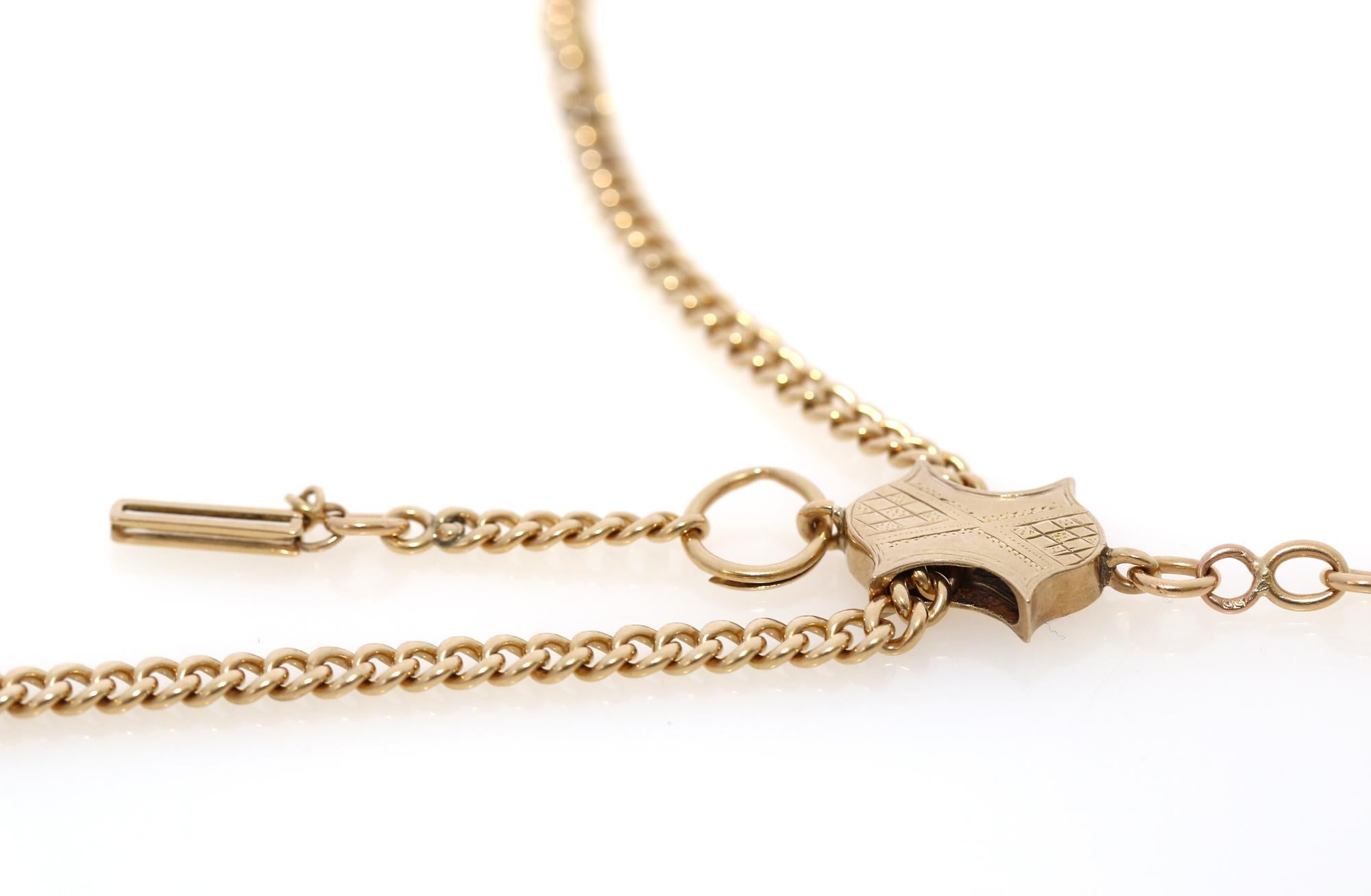 Pocket Watch Chain 56 Yellow Gold Purple Box, 1900 For Sale 7