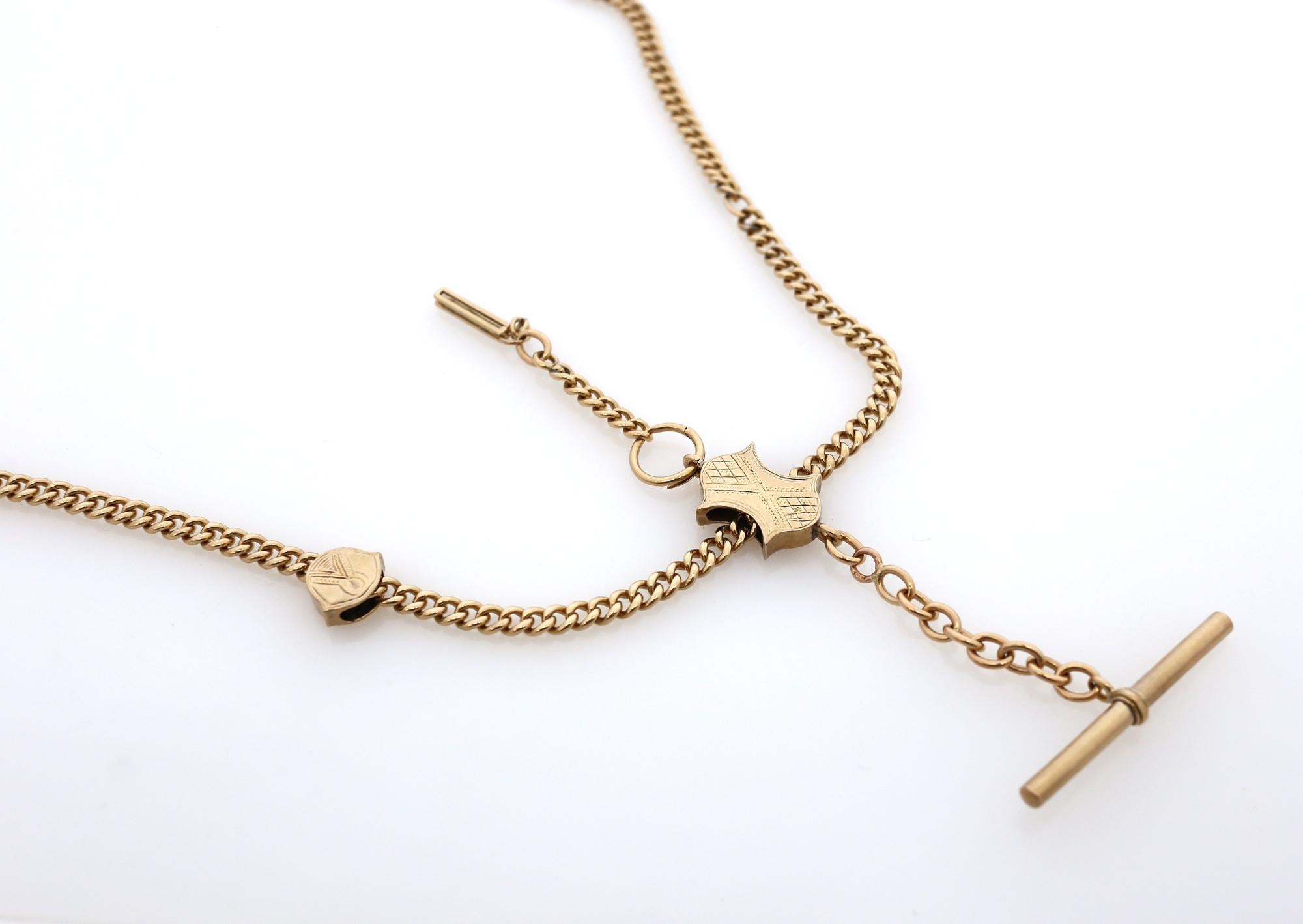 Pocket Watch Chain 56 Yellow Gold Purple Box, 1900 For Sale 1