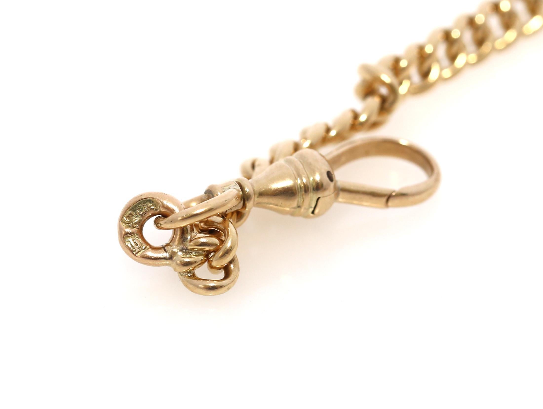Pocket Watch Chain 56 Yellow Gold Purple Box, 1900 For Sale 2