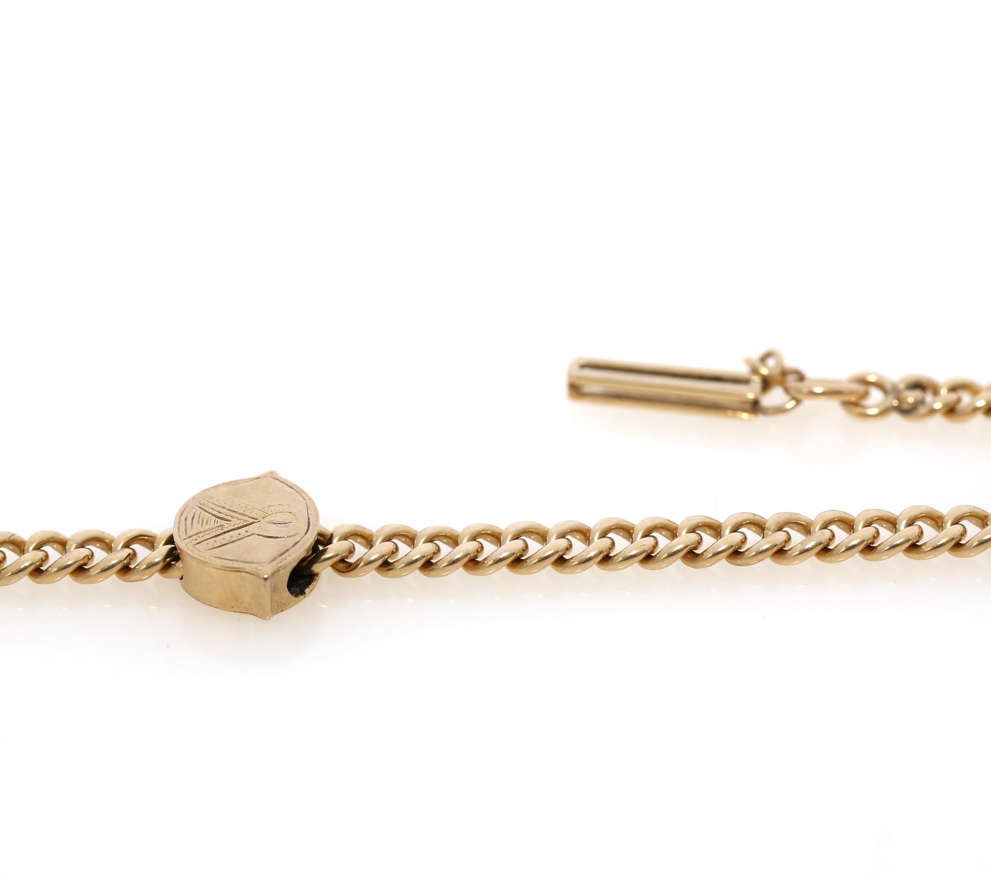 Pocket Watch Chain 56 Yellow Gold Purple Box, 1900 For Sale 4