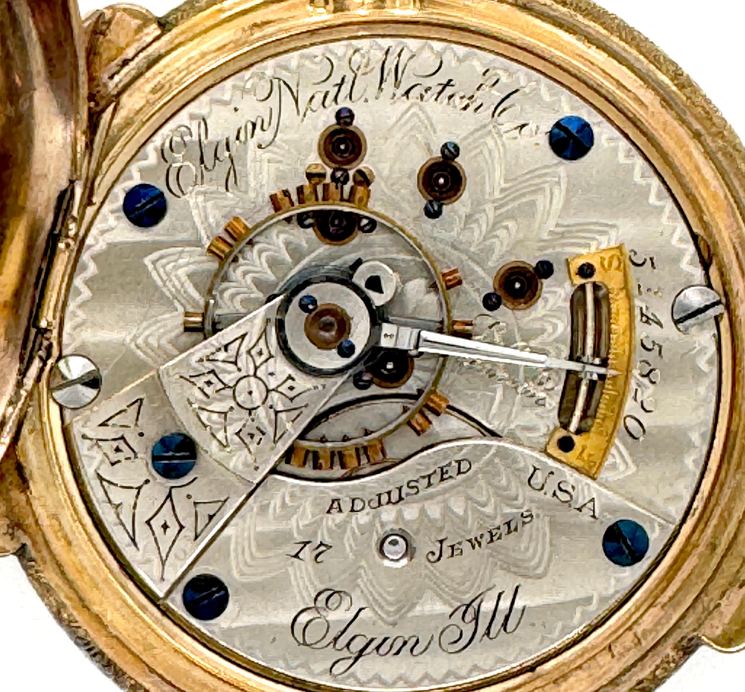 Pocket Watch Gold Case GIANT Box Hinge 14K Multi Color Gold Elgin For Sale 1