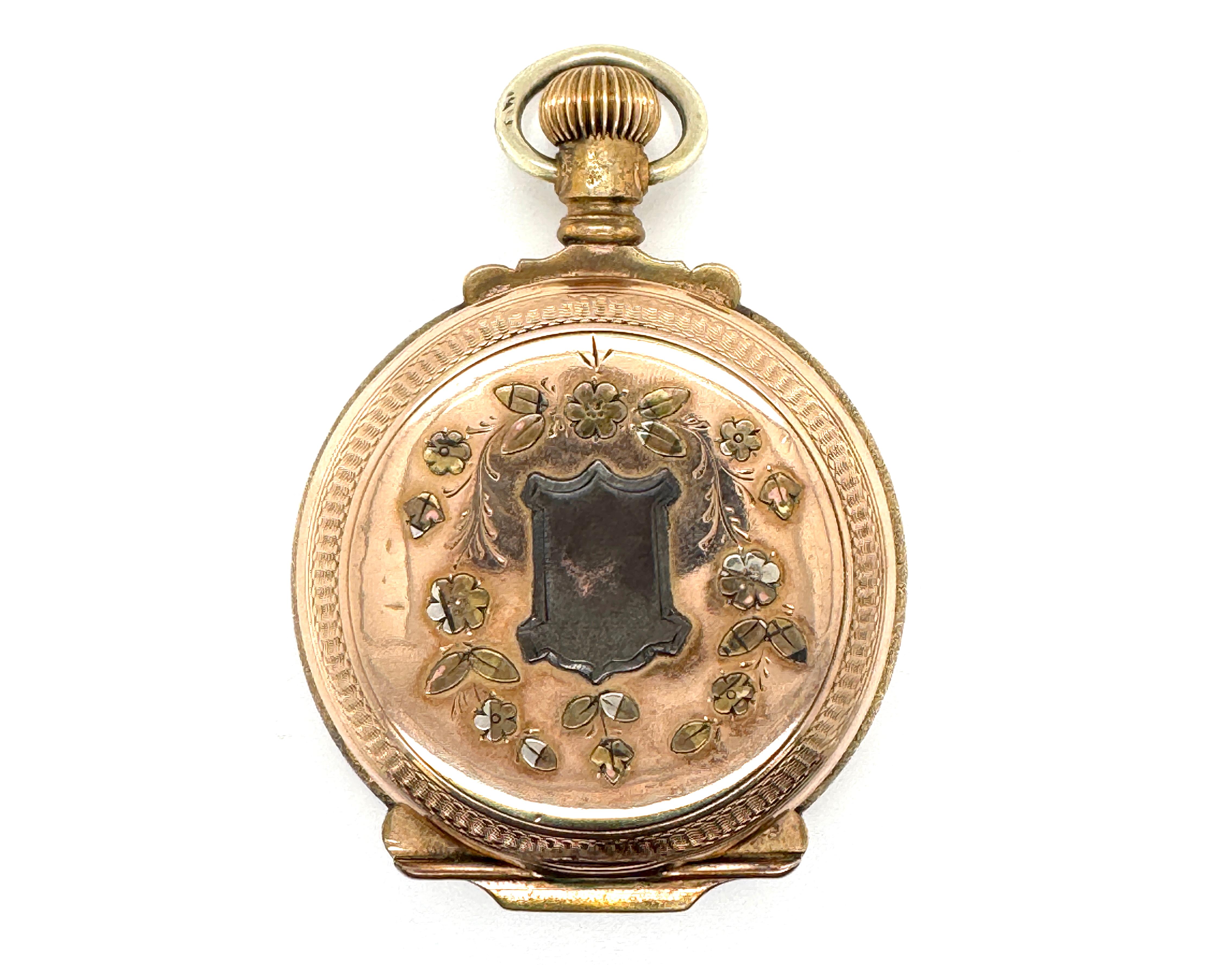 Pocket Watch Gold Case GIANT Box Hinge 14K Multi Color Gold Elgin For Sale 4