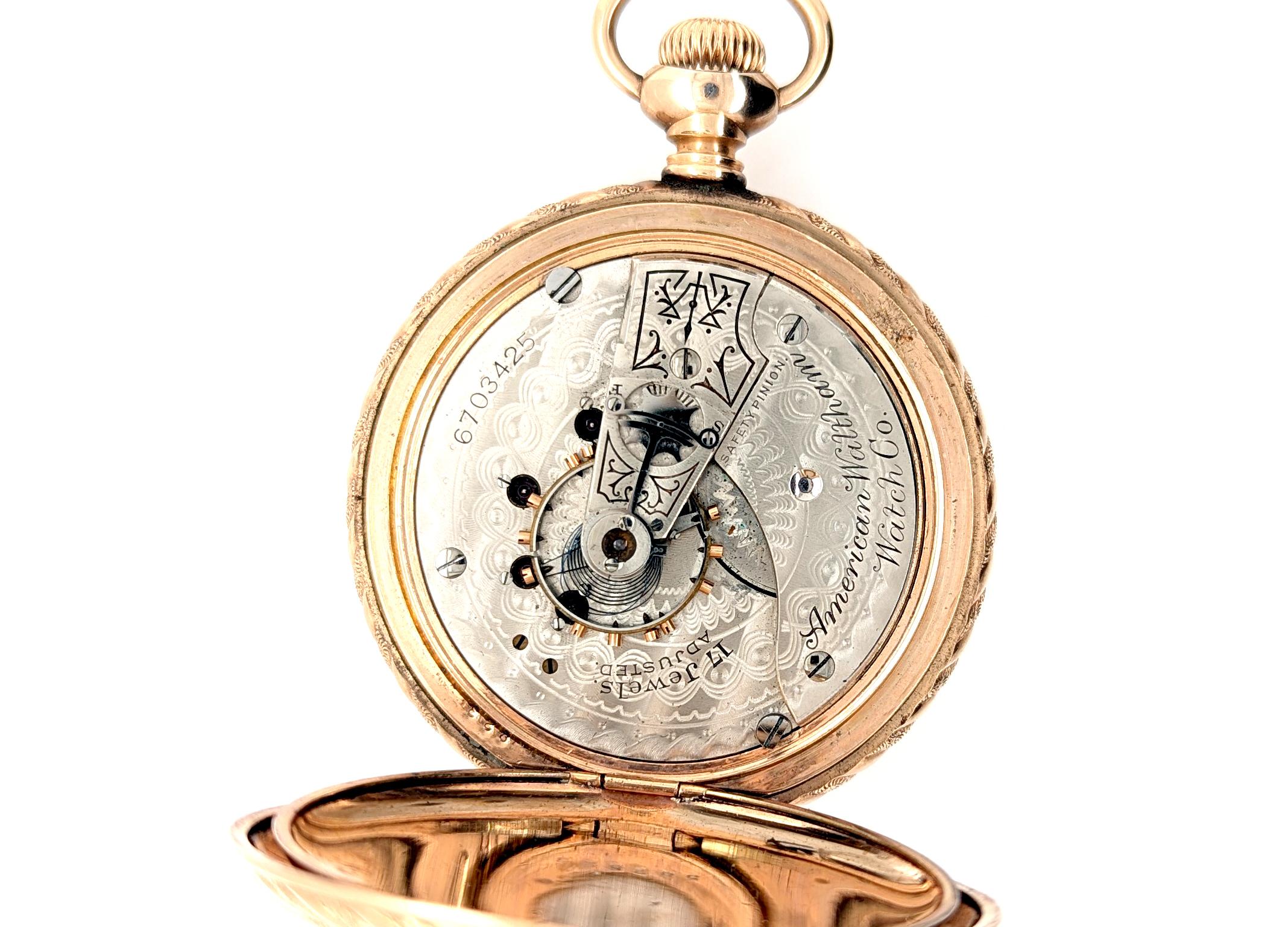 Victorian Pocket Watch Hunting Case 14K Multi Color Gold Superior Waltham GIANT 1896