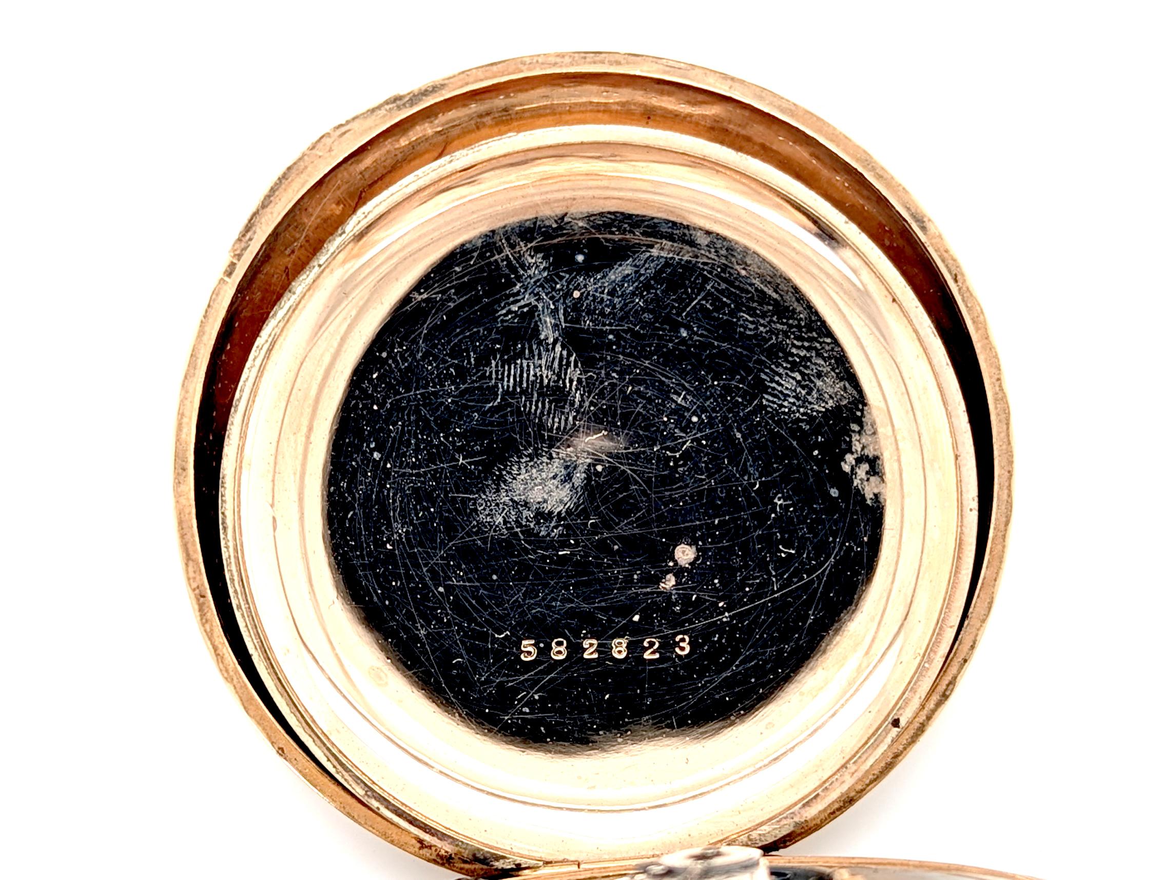 Pocket Watch Hunting Case 14K Multi Color Gold Superior Waltham GIANT 1896 In Excellent Condition In Dearborn, MI