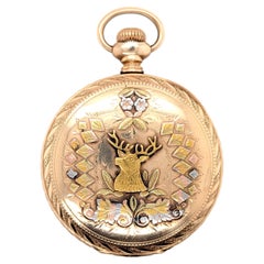 Montre de Poche Chasseur Or 14K Multi Color Superior Waltham GIANT 1896