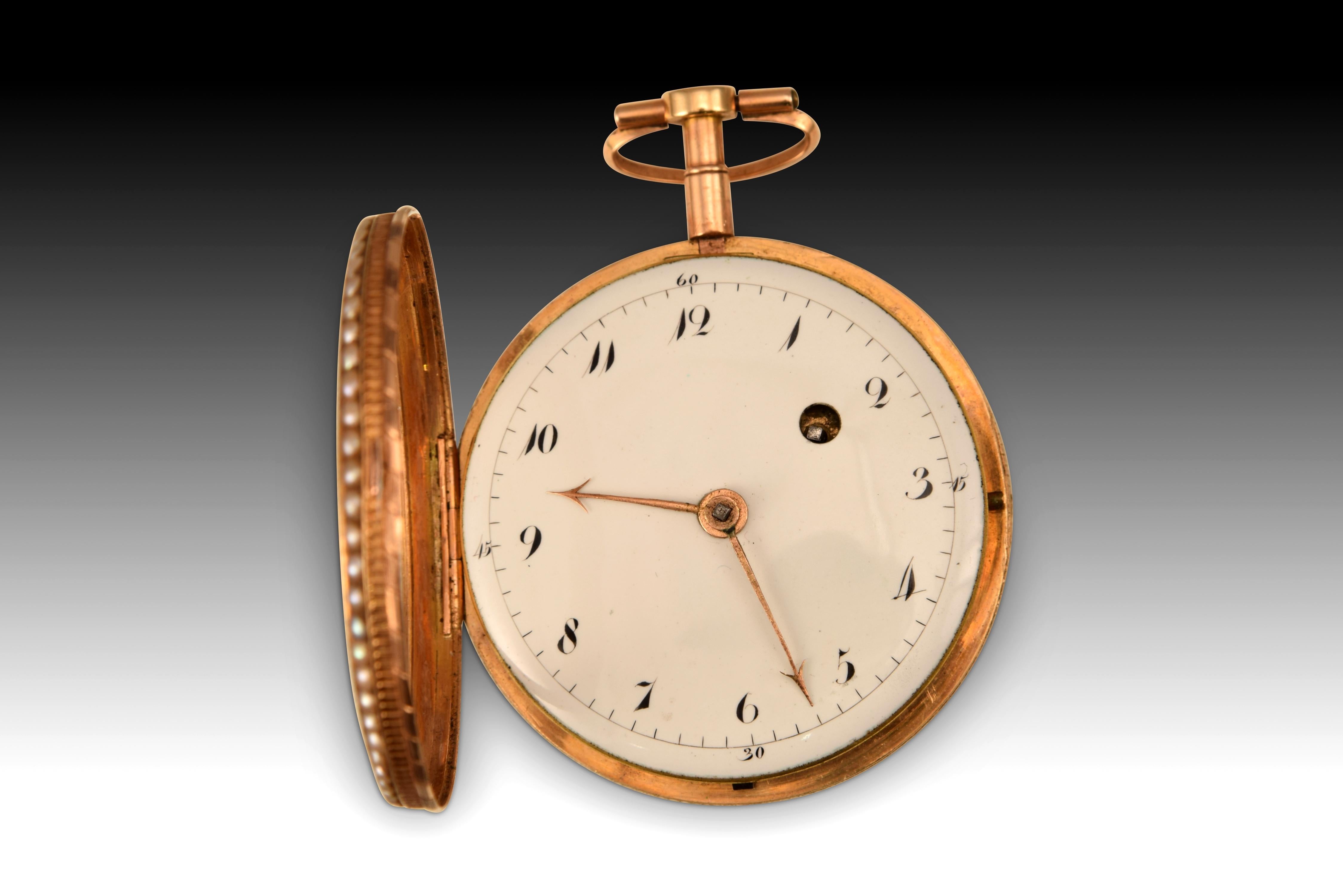Neoclassical Pocket Watch, Jaqs Blanc, Gold, Enamel, Etc. Possibly ca Late 18th C For Sale