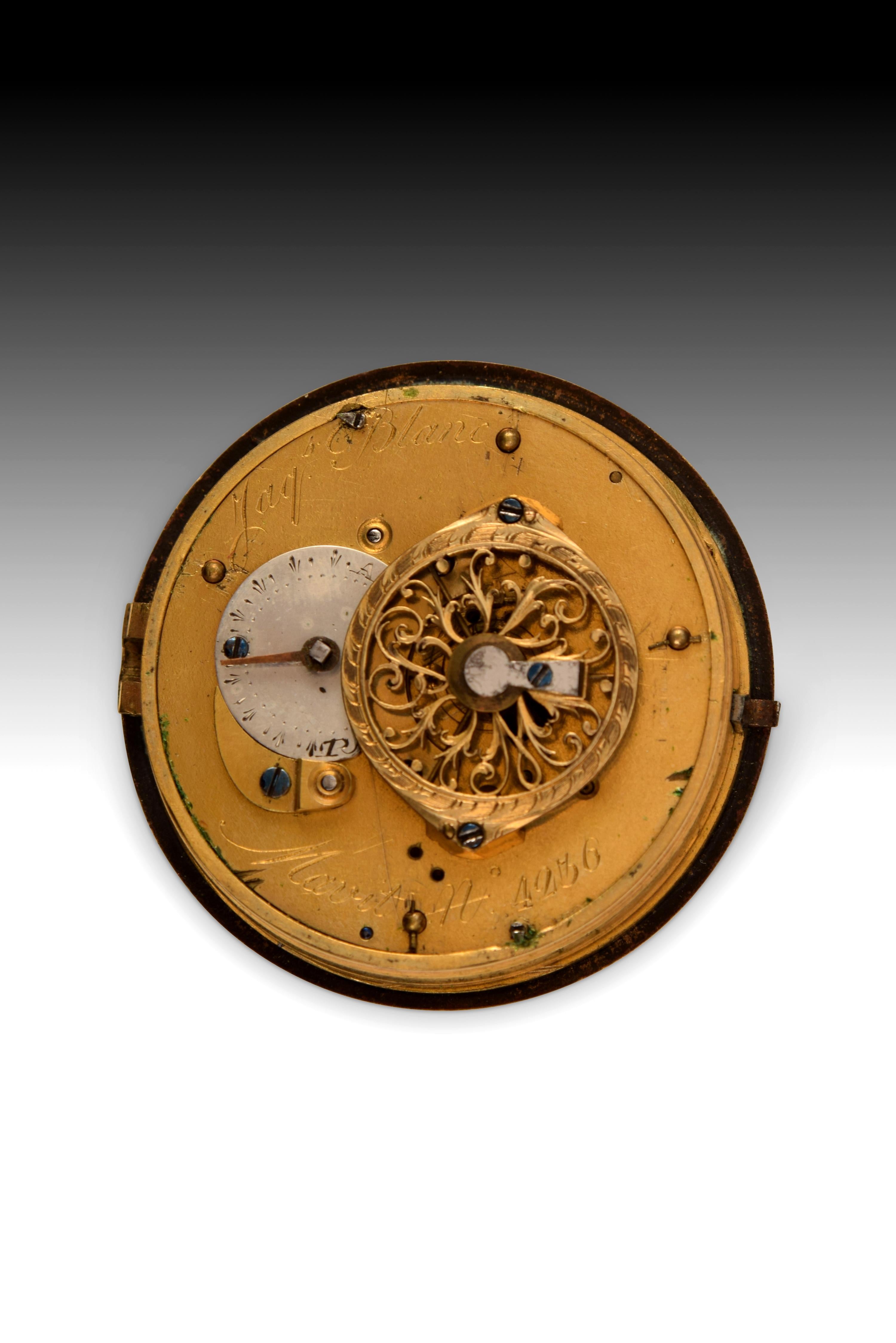 Pocket Watch, Jaqs Blanc, Gold, Enamel, Etc. Possibly ca Late 18th C For Sale 1