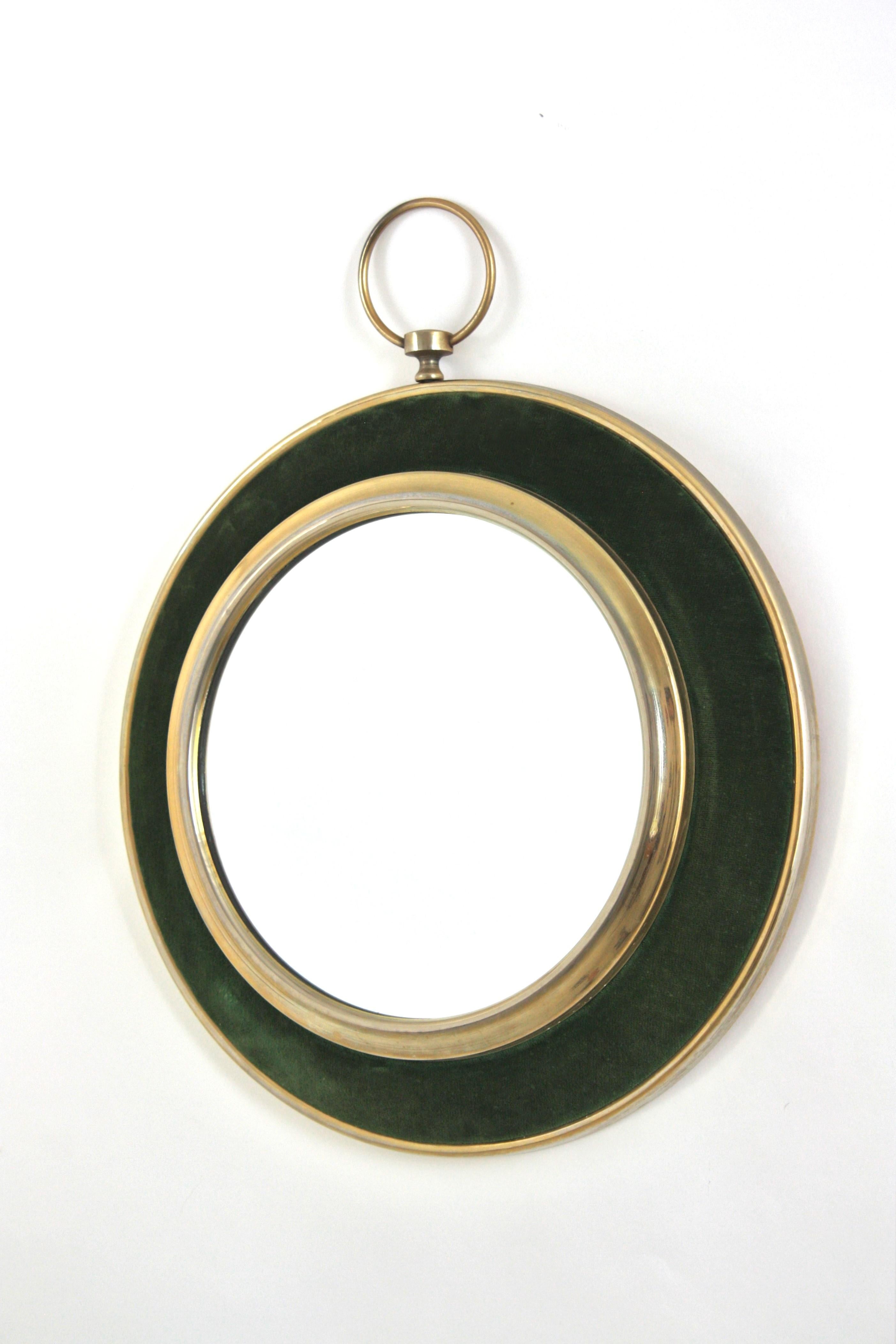 Specchio per orologio da tasca in velluto verde e ottone, stile Piero Fornasetti in vendita 3