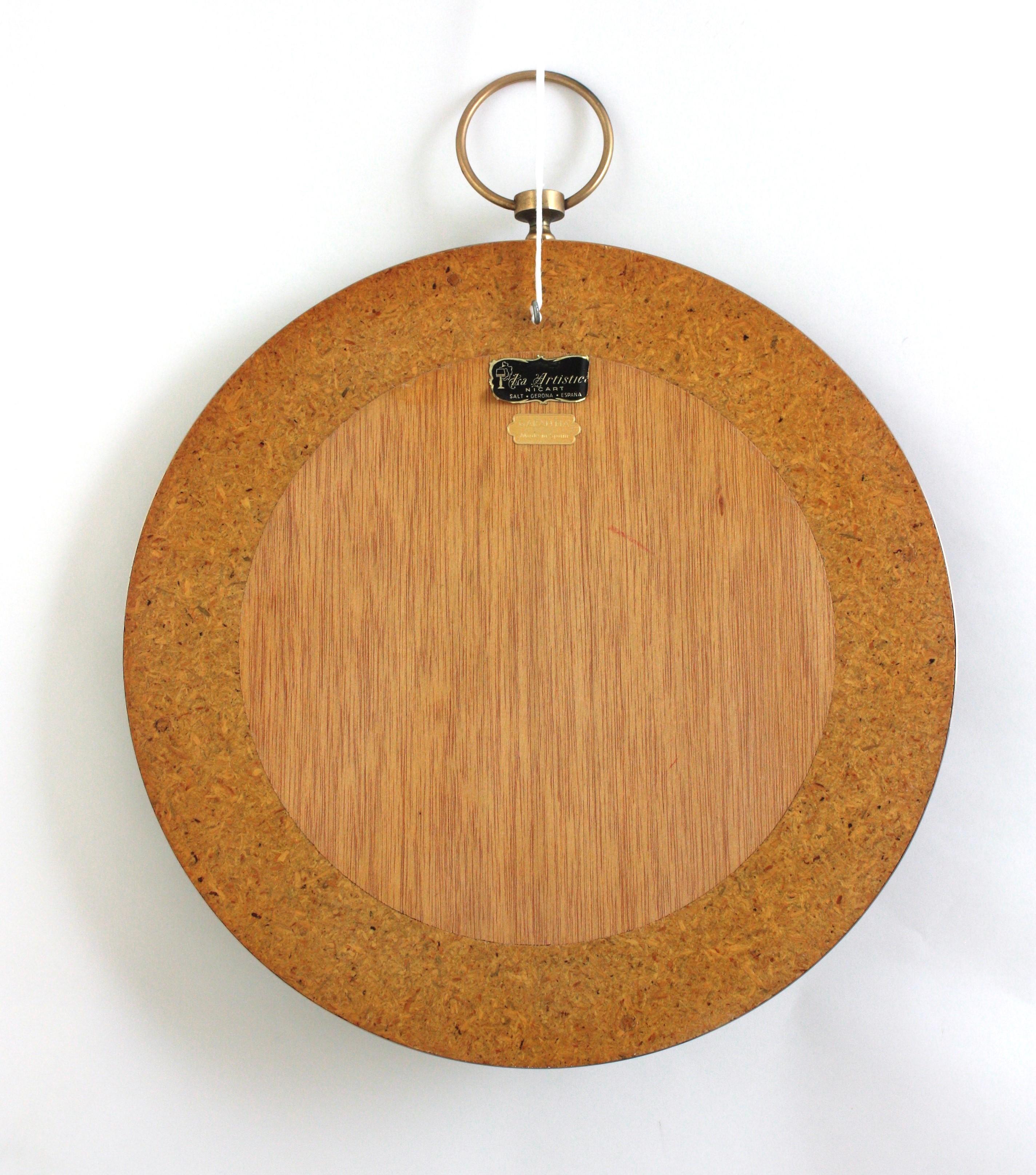 Specchio per orologio da tasca in velluto verde e ottone, stile Piero Fornasetti in vendita 4