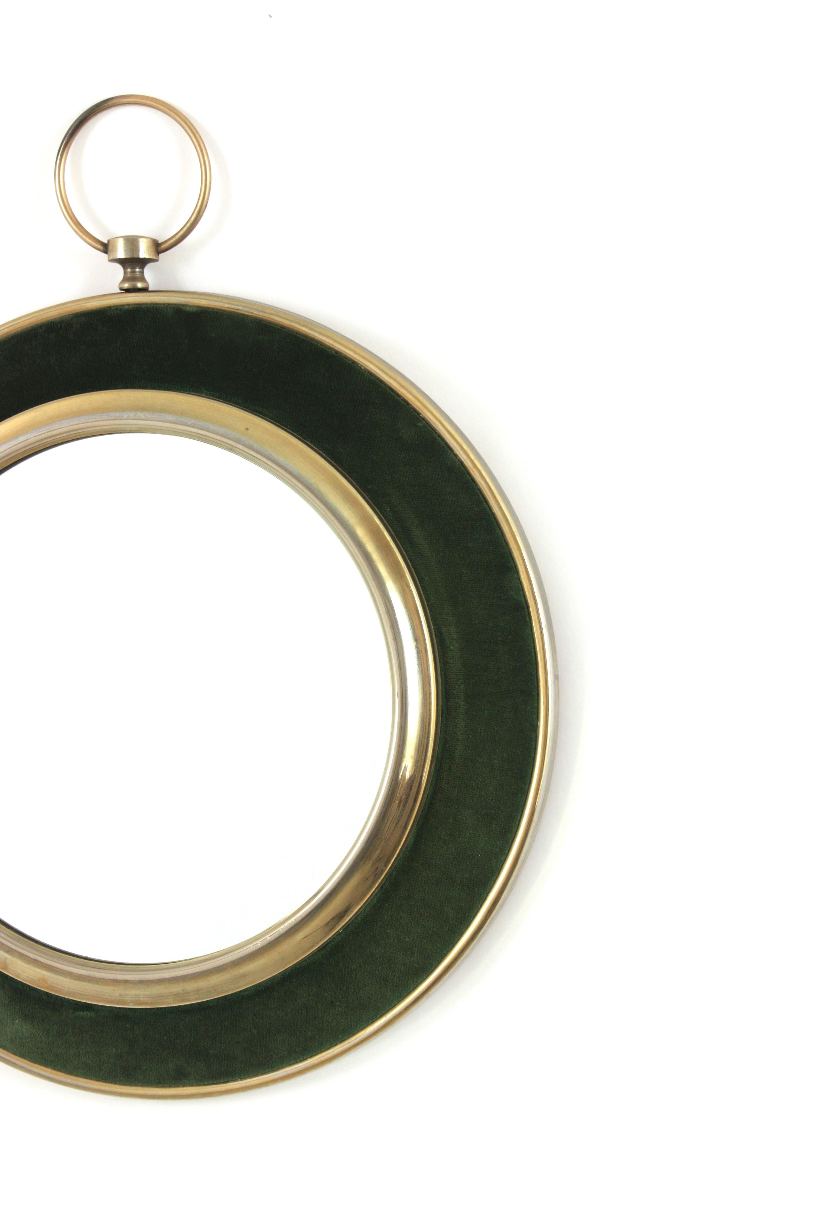 XX secolo Specchio per orologio da tasca in velluto verde e ottone, stile Piero Fornasetti in vendita