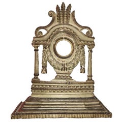 Pocket Watch Stand, 18th Century French, Carved Polychrome