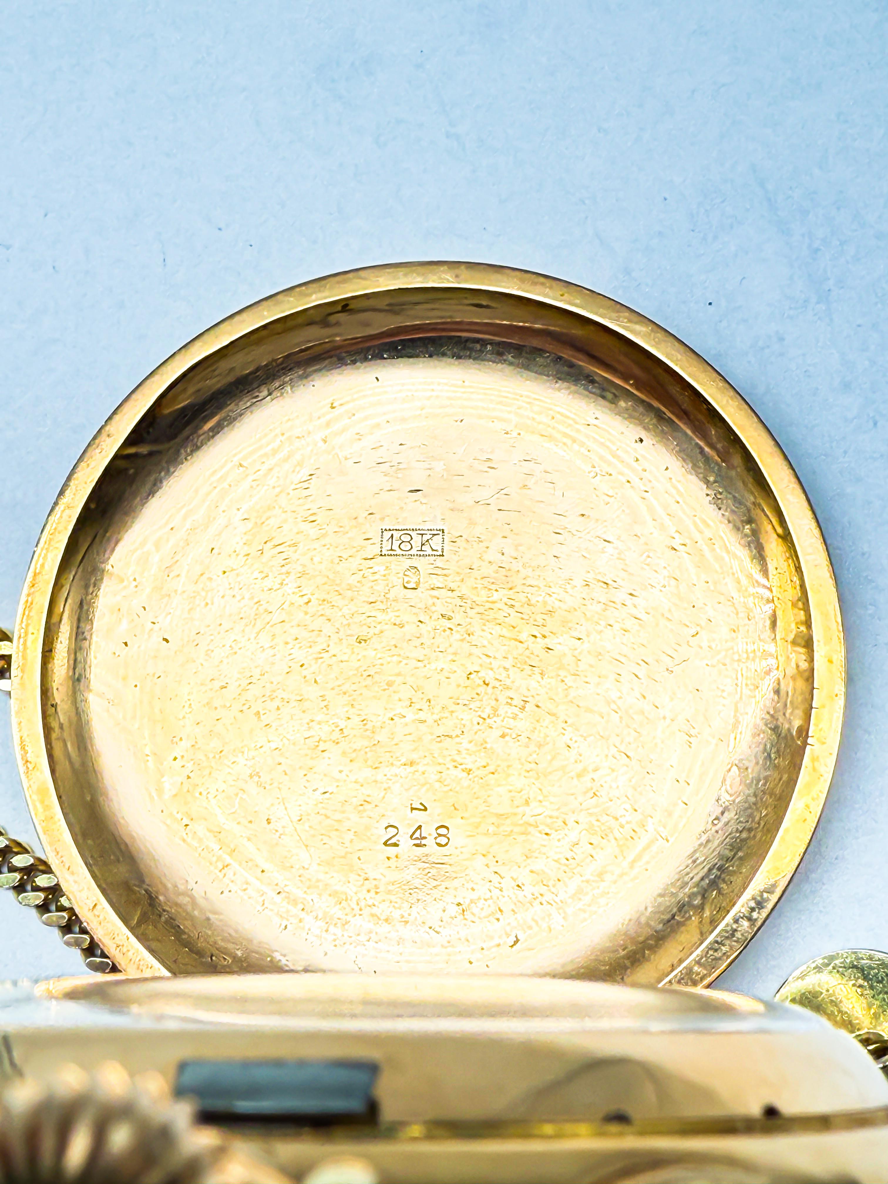 Pocket Watch with Minute Repeater, 18K Yellow Gold In Fair Condition For Sale In Berlin, DE