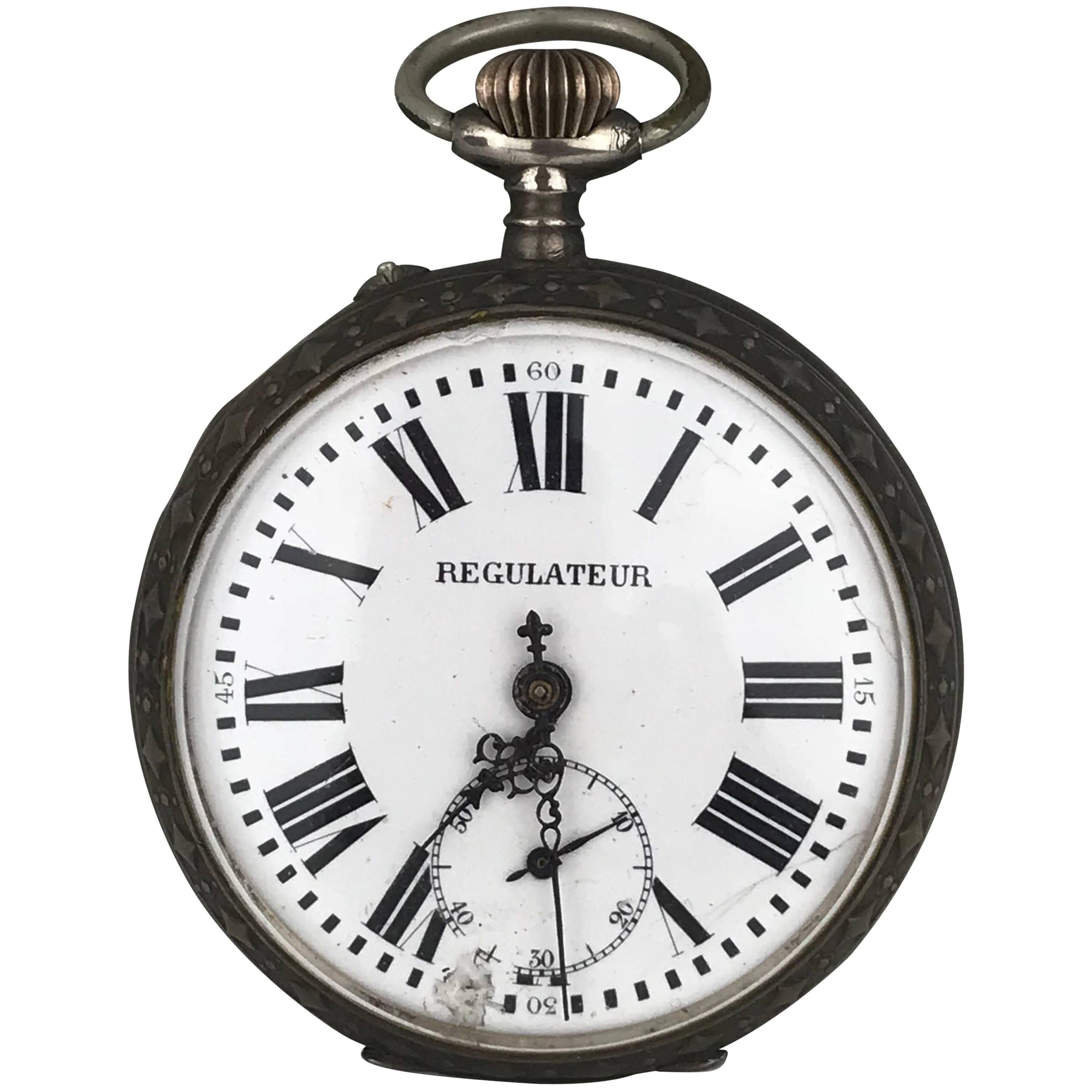 Pocketwatch Reguateur Veritable Echappement Roskopf Oversized Railroad For Sale