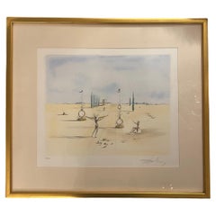 « Montres de poche dans le désert » - Lithographie surréaliste signée Salvador Dali