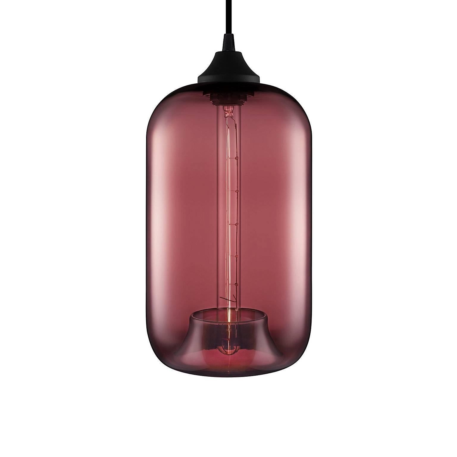 Américain Lampe à suspension moderne en verre soufflé à la main Pod Amber, fabriquée aux États-Unis en vente