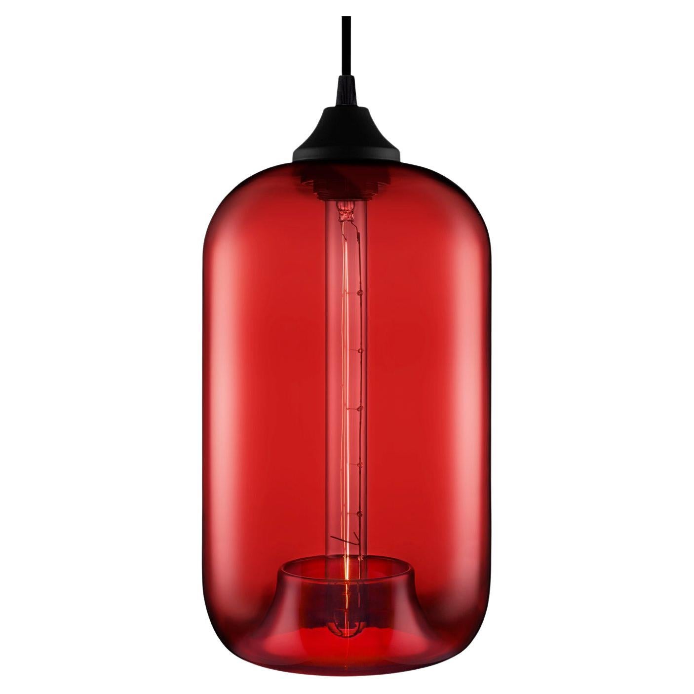 Minaret Crimson Handblown Modern Glass Pendant Light, Made in the USA