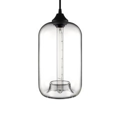 Pod Gray Handblown Modern Glass Pendant Light, Made in the USA