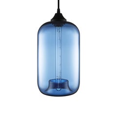 Pod Sapphire Handblown Modern Glass Pendant Light, Made in the USA