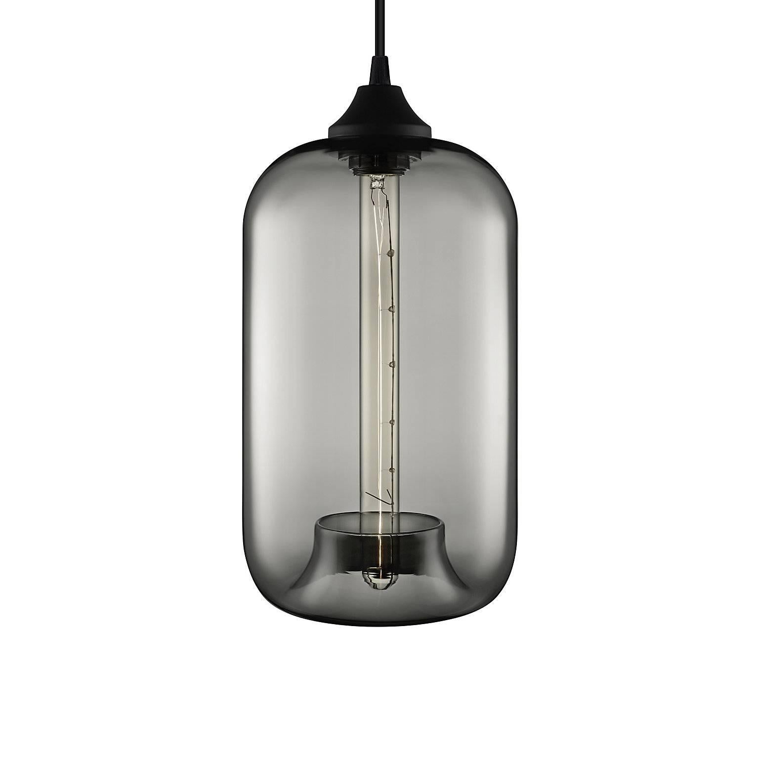 Pod Smoke Handblown Modern Glass Pendant Light, Made in the USA In New Condition For Sale In Beacon, NY