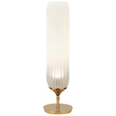 Pod Table Lamp by Tom Kirk in Polished Gold with Frosted Glass Diffuser