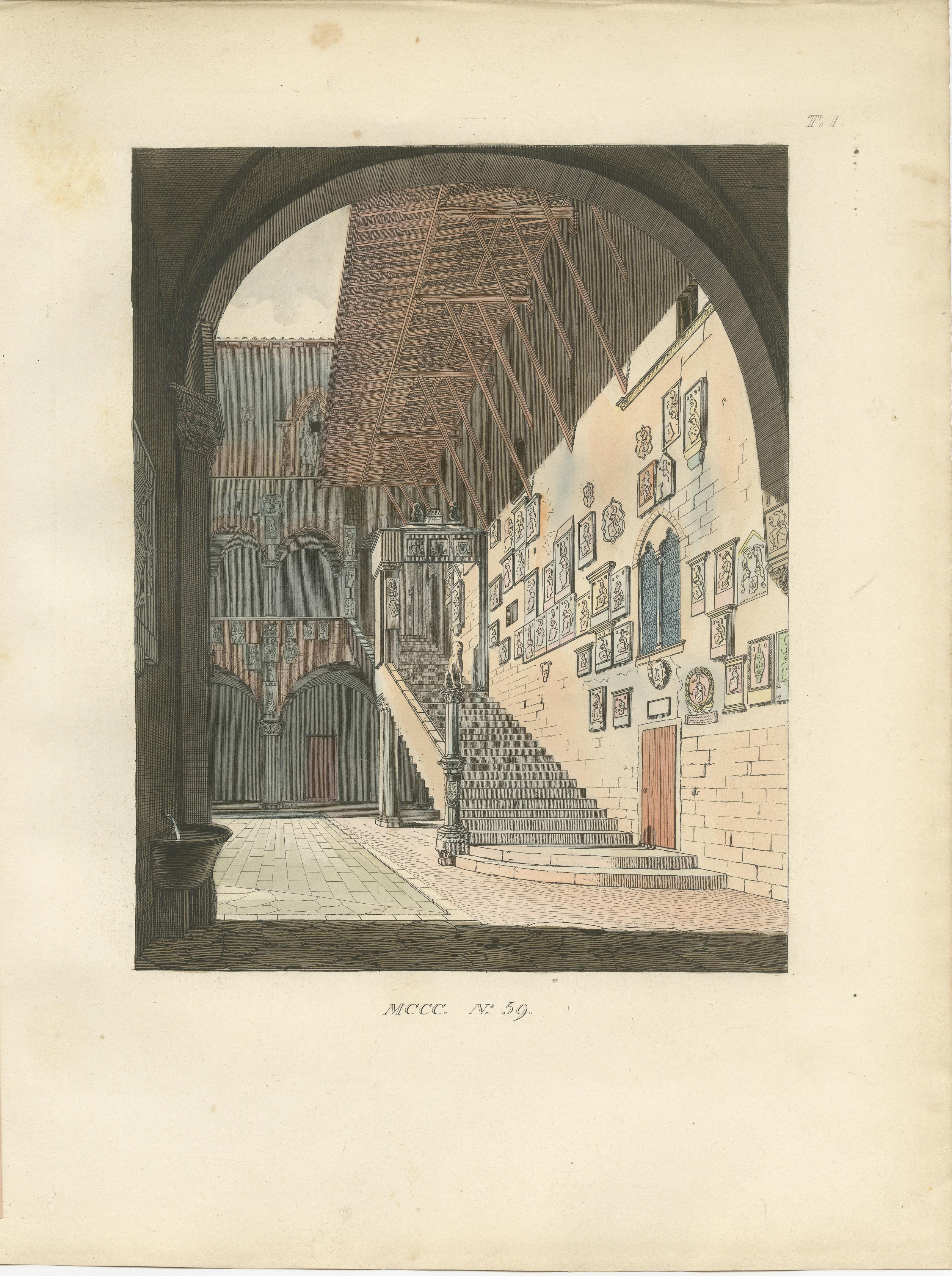 Podestà’s Palace, Florentine Enforcer, and Cosimo de’ Medici the Elder, 1845

This evocative set of three hand-colored prints captures both architectural and human elements of Renaissance Florence, offering an insightful blend of place, civic order,