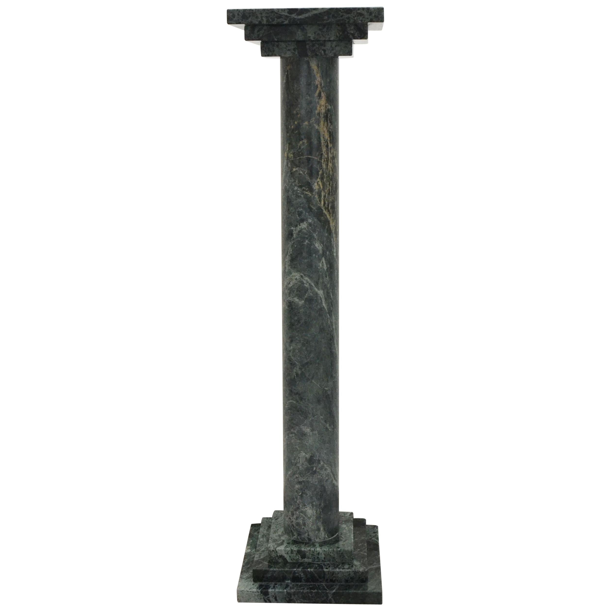 Podium or Column in Antique Green Marble by Element & Co. For Sale