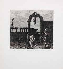 Meeting, paper/etching, 11.5x12.5 cm