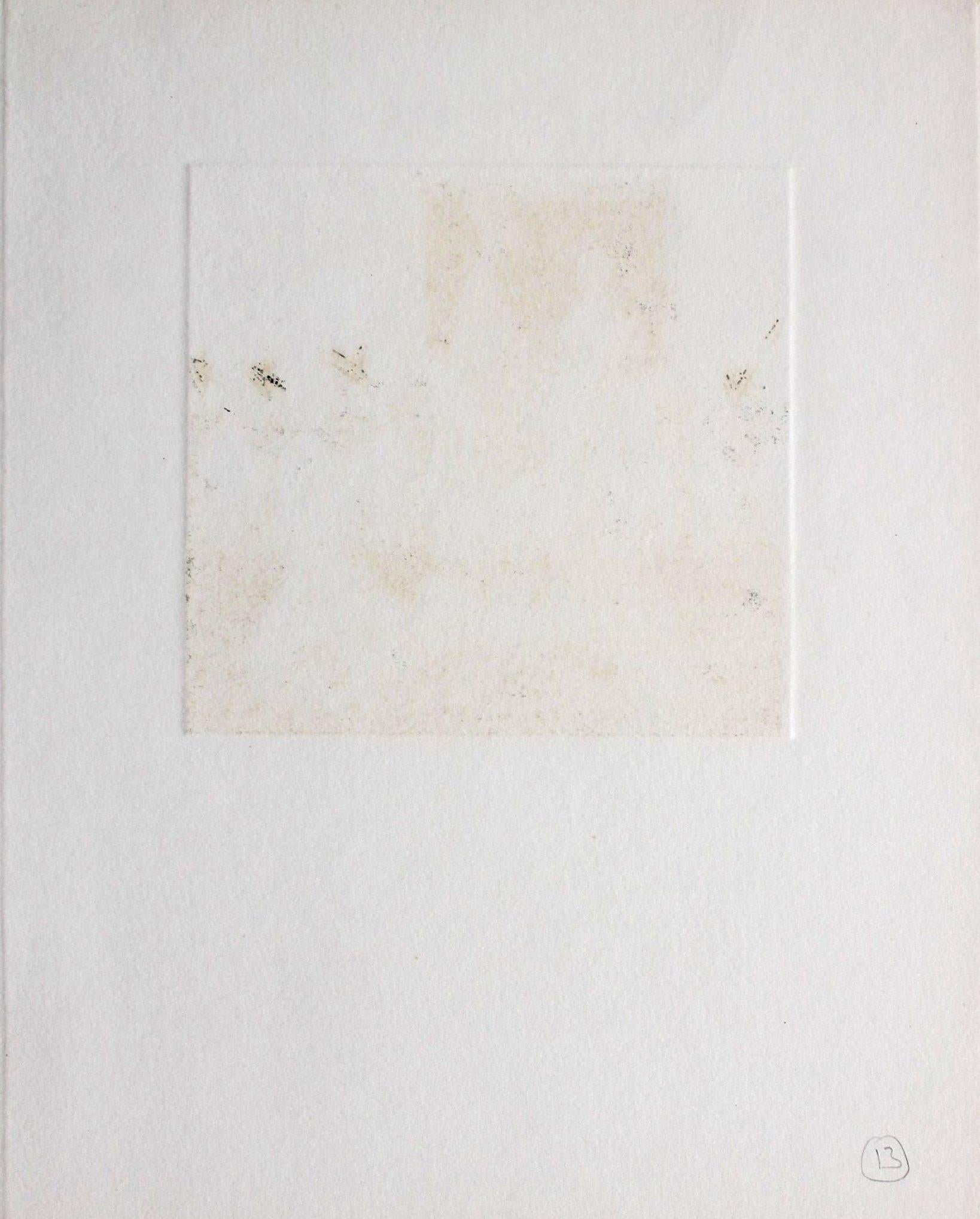 Sesión VI, papel/grabado, 63/75, 11x12 cm, 1988 - Figurative Print Negro de Podolczak Igor