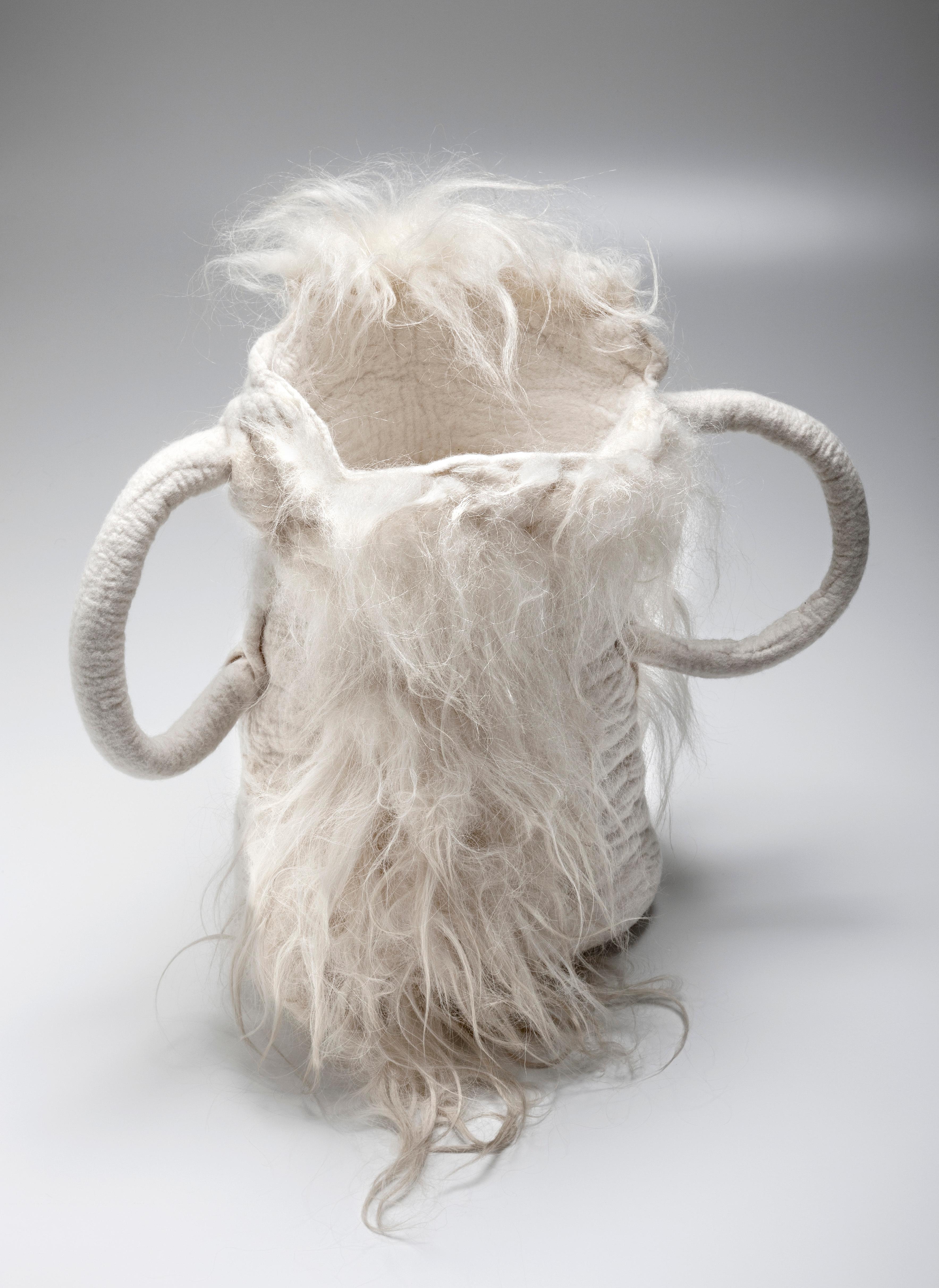 Rustic “Poeira ”, Naturally Dyed Felted Wool Vase by Inês Schertel, Brazil, 2021 For Sale