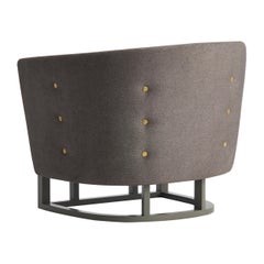Poema II Armchair with Shapely Base and Brass Buttons