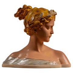 "Poesia" ("Poetry")  After Antonio Garella Painted Plaster Bust