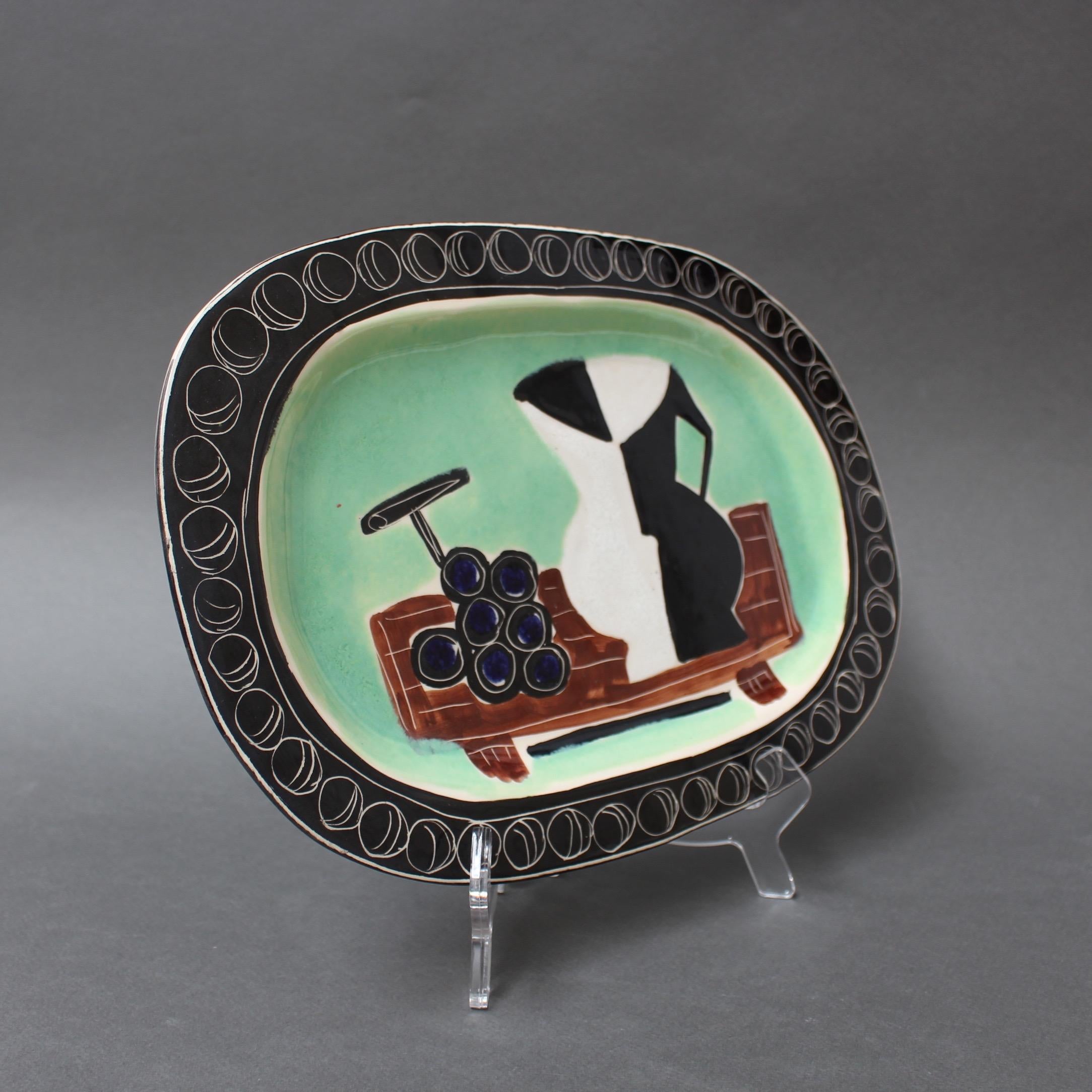 Français Plat décoratif en céramique Poet-Laval de Jacques Pouchain, France, années 1950 environ