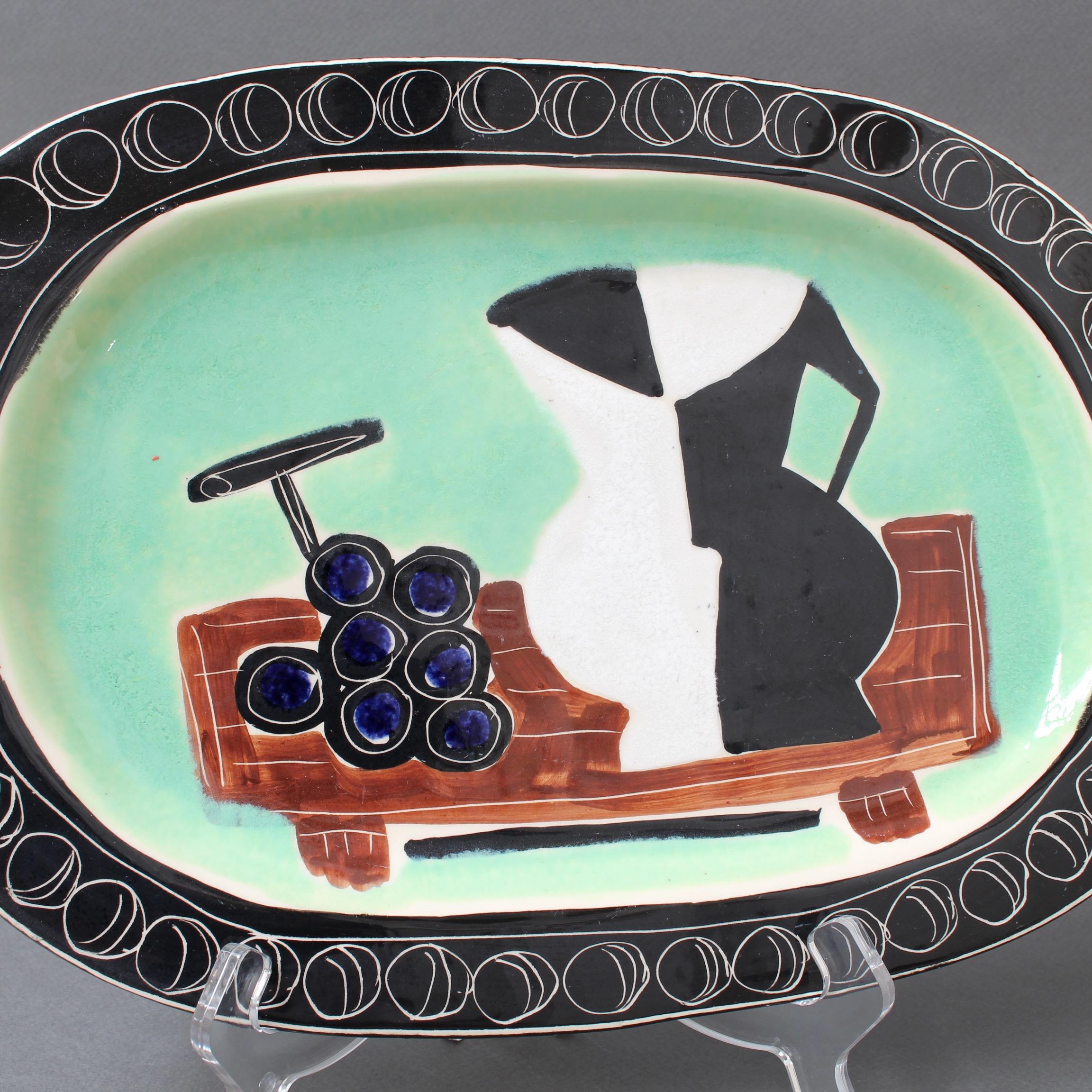 Poet-Laval Decorative Ceramic Platter by Jacques Pouchain, France circa 1950s In Good Condition In London, GB