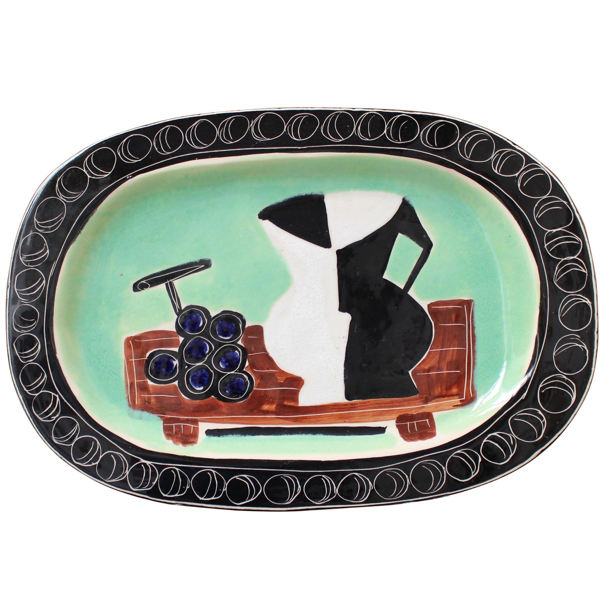 Poet-Laval Decorative Ceramic Platter by Jacques Pouchain, France circa 1950s