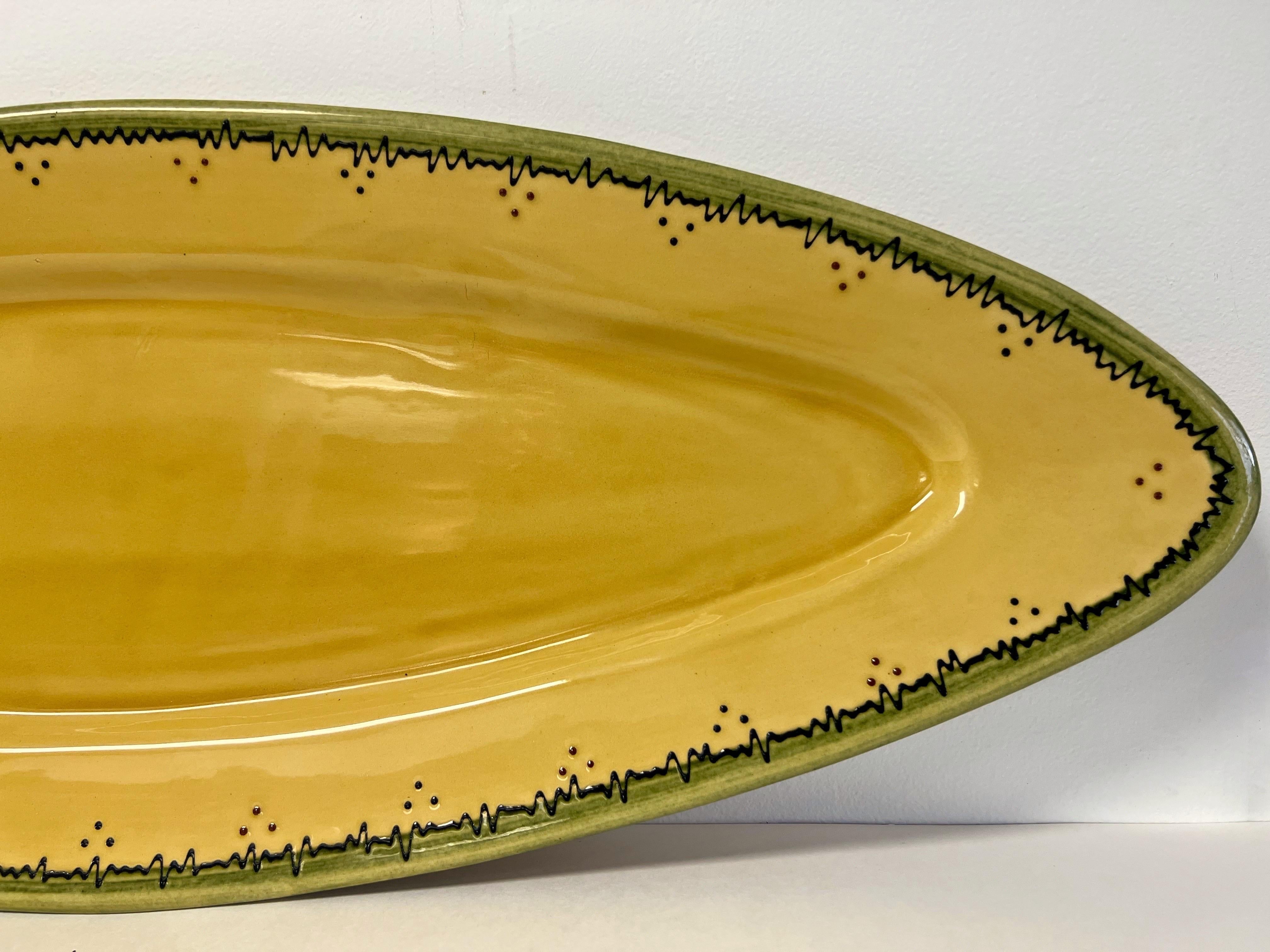 Poet Laval French Ceramic Salmon Serving Platter Dish  In Good Condition For Sale In Miami, FL