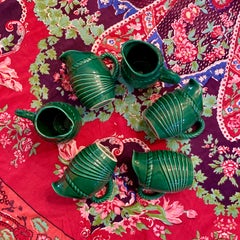 Poët-Laval French Green Majolica Demi Litre Bistro Brasserie Pitcher, 1930-1950