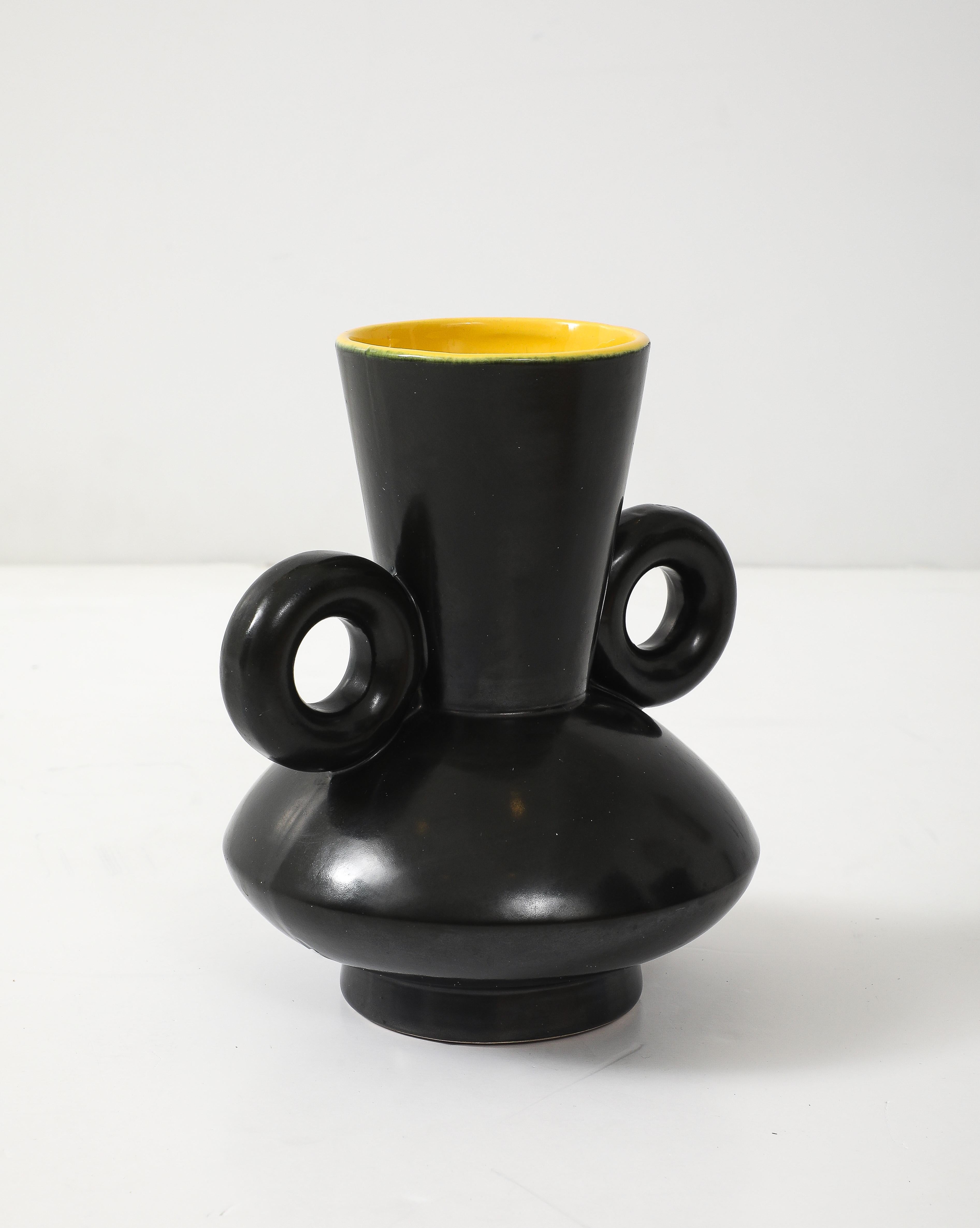 Poet Laval Matte Black Glazed Vase For Sale 3