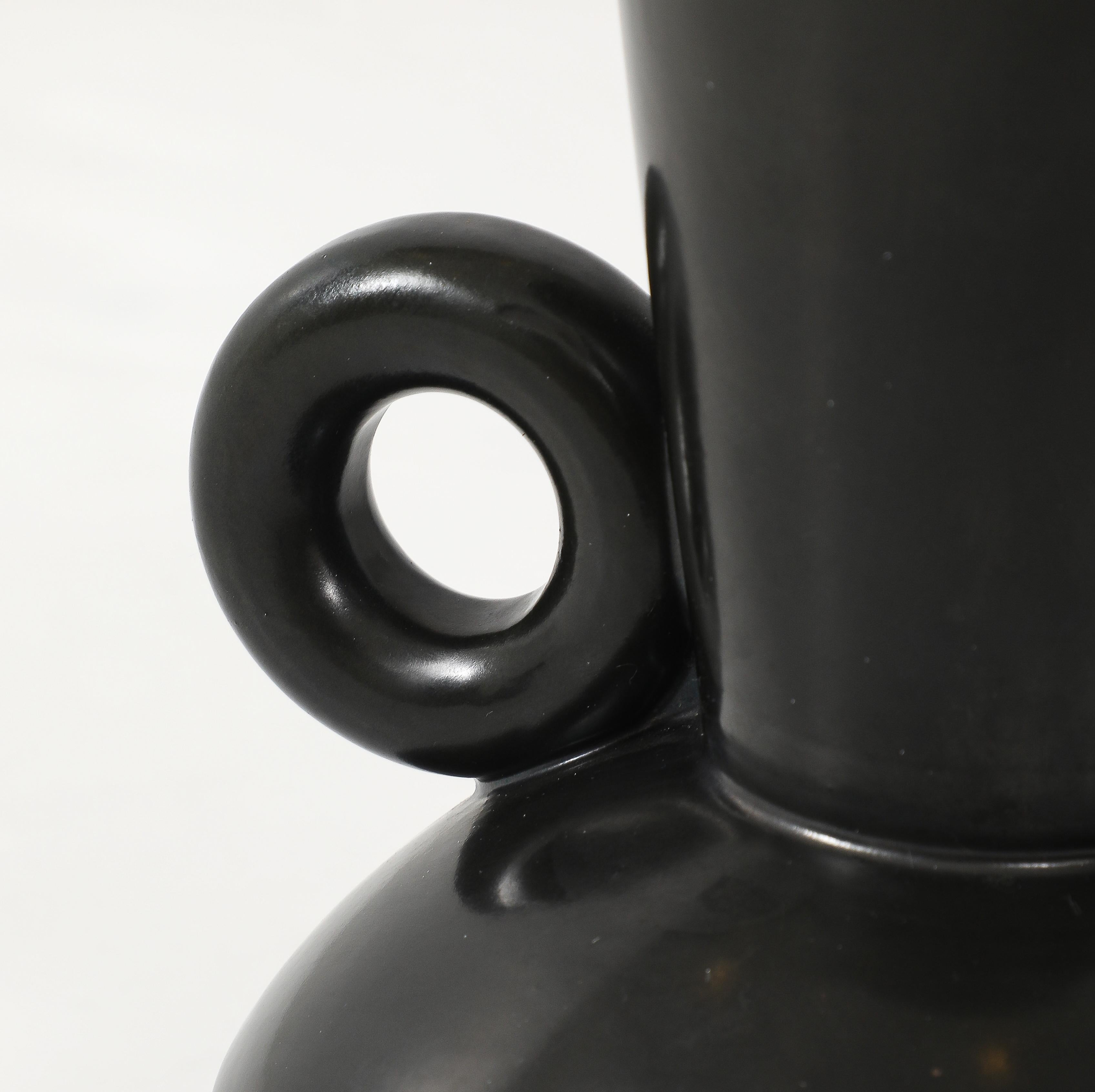 Poet Laval Matte Black Glazed Vase For Sale 4