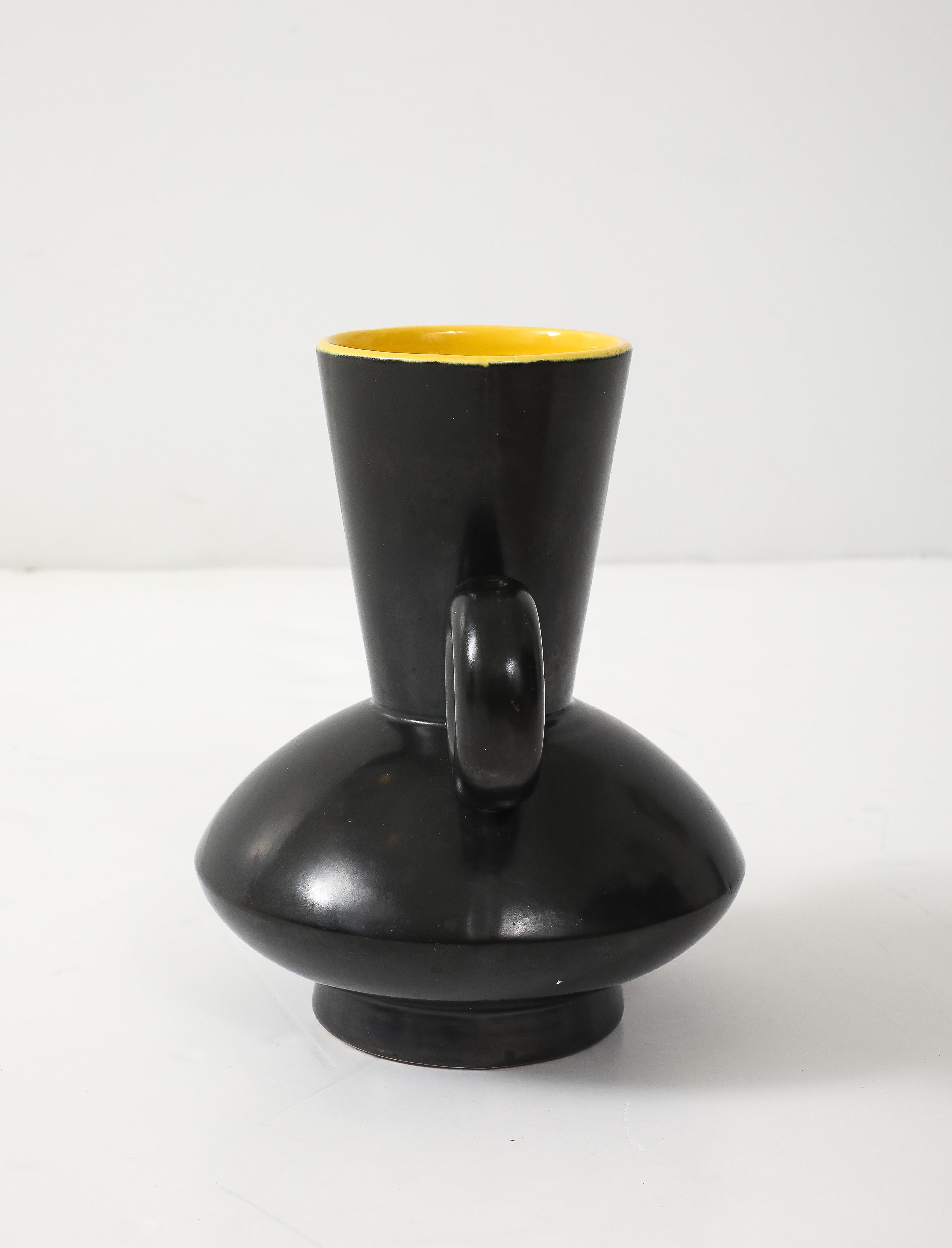 Poet Laval Matte Black Glazed Vase In Good Condition For Sale In New York, NY