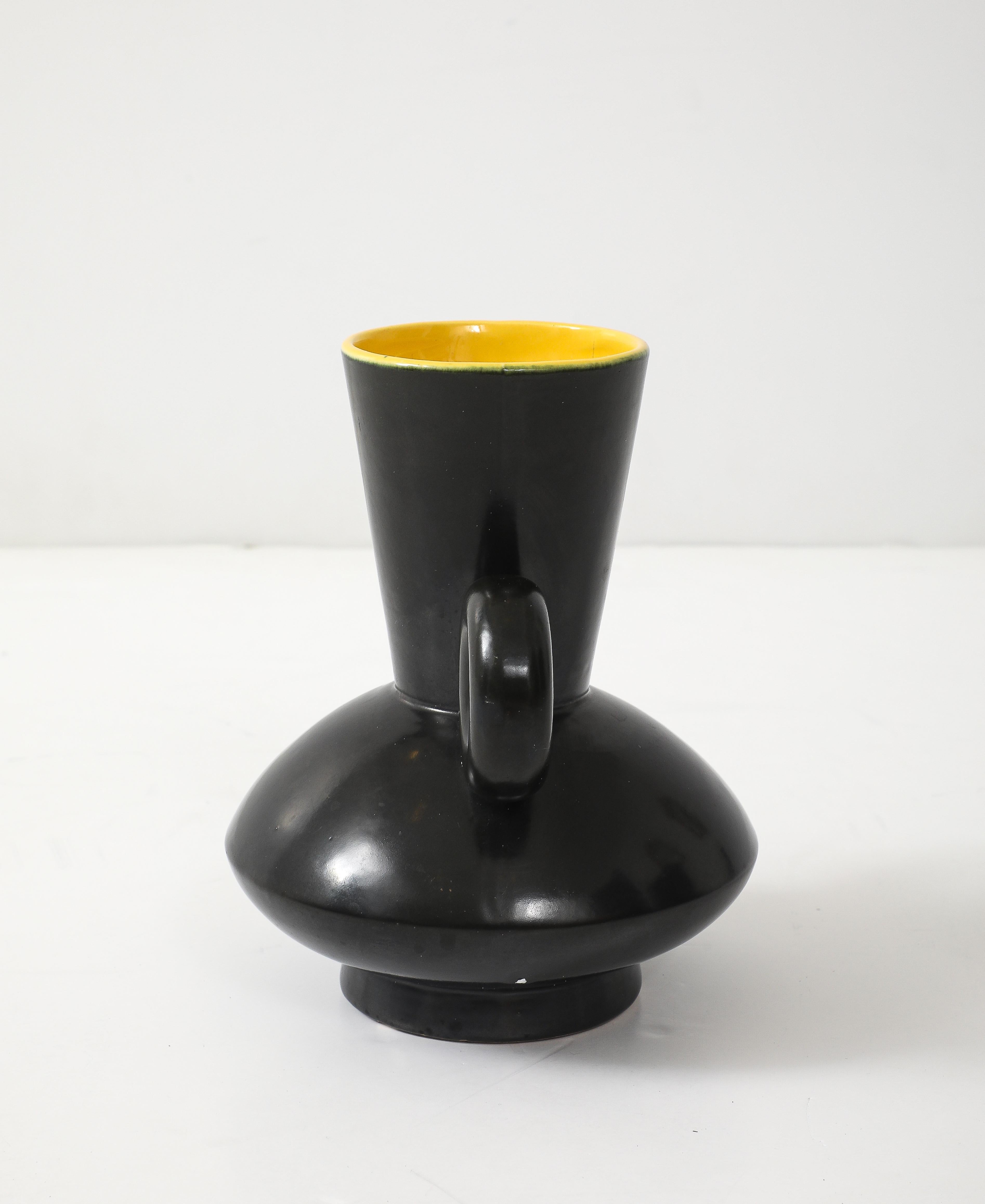 Ceramic Poet Laval Matte Black Glazed Vase For Sale